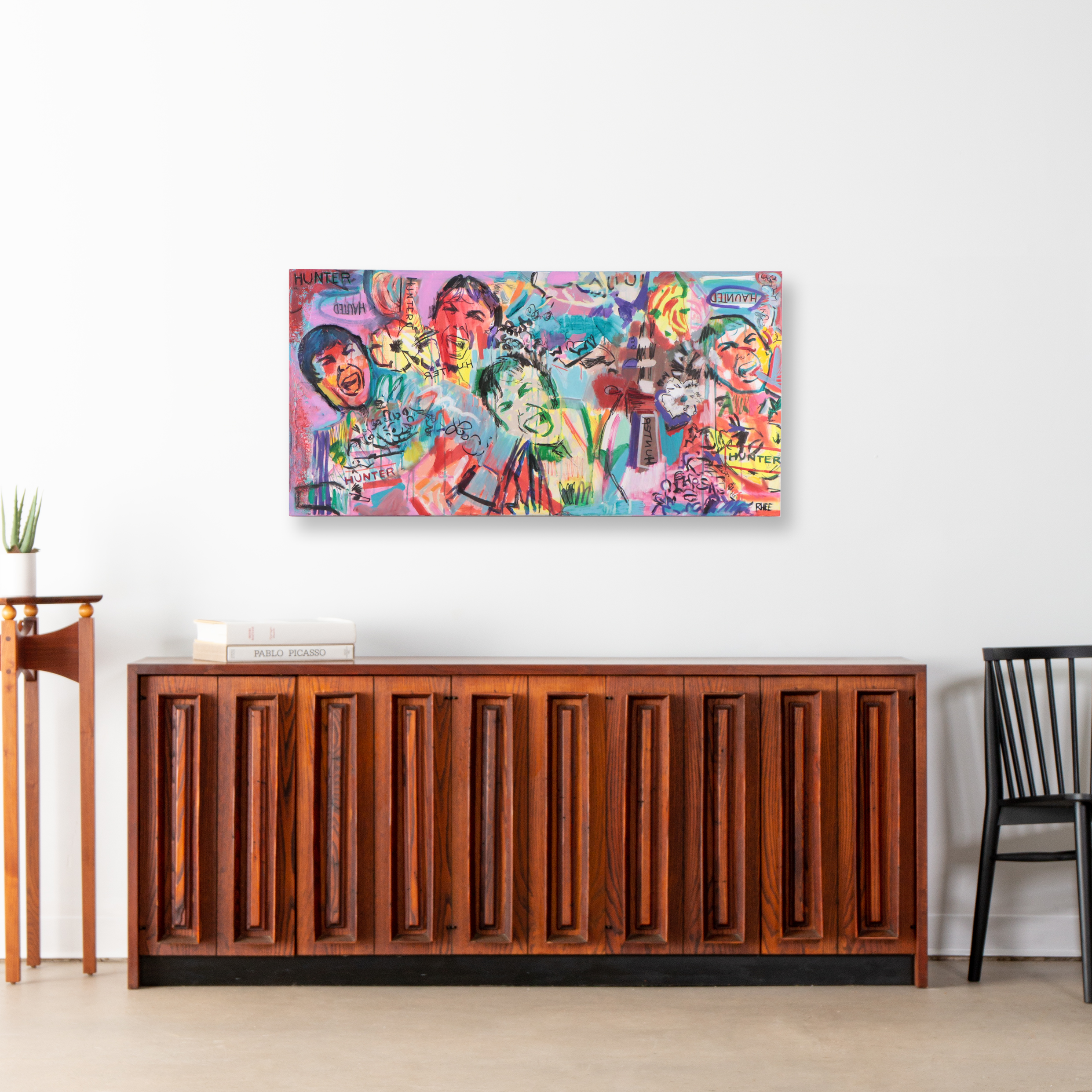 Rhee Lightner Mixed Media Painting "Hunter Hunted," 2017