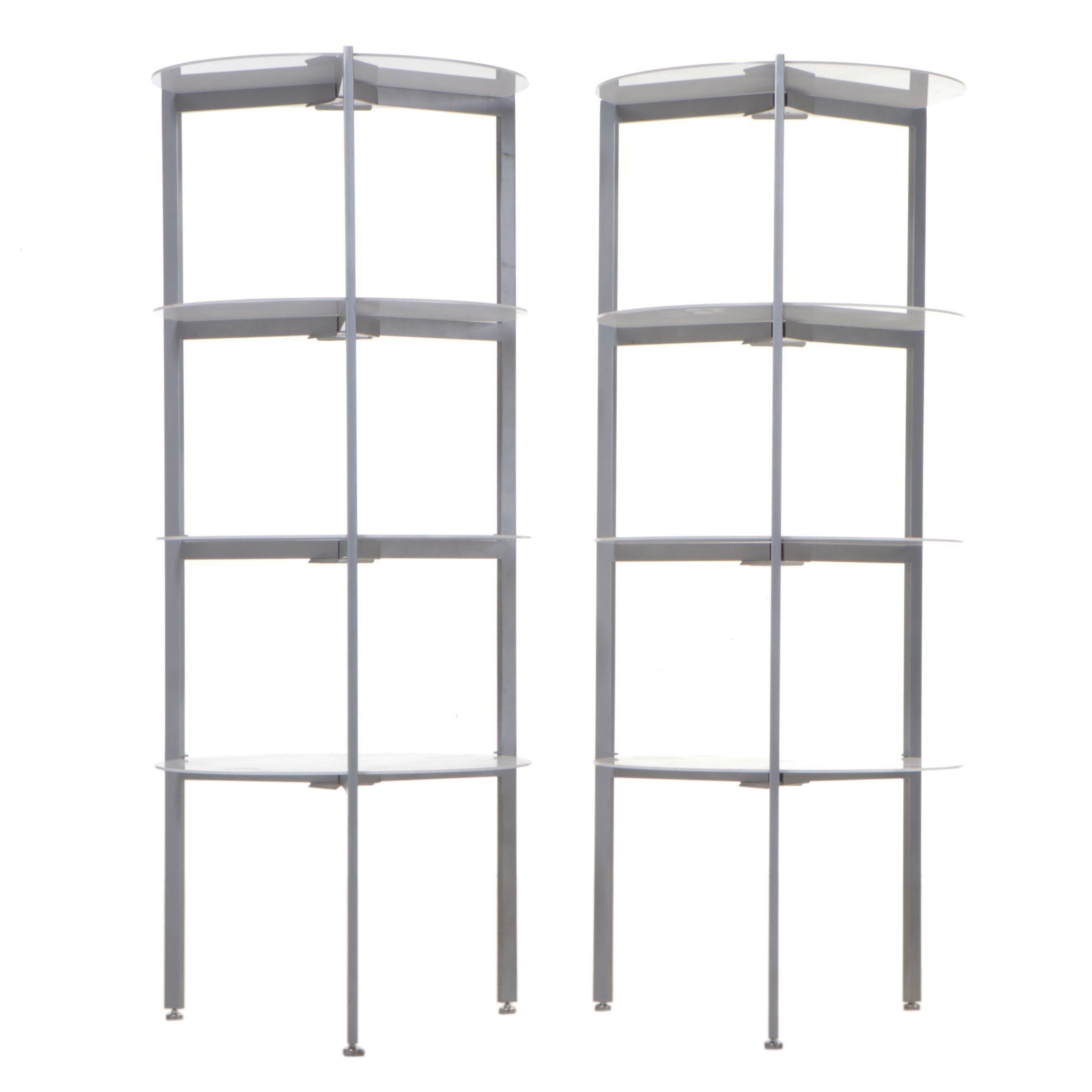Pair of Metal and Acrylic Four-Tier Display Towers
