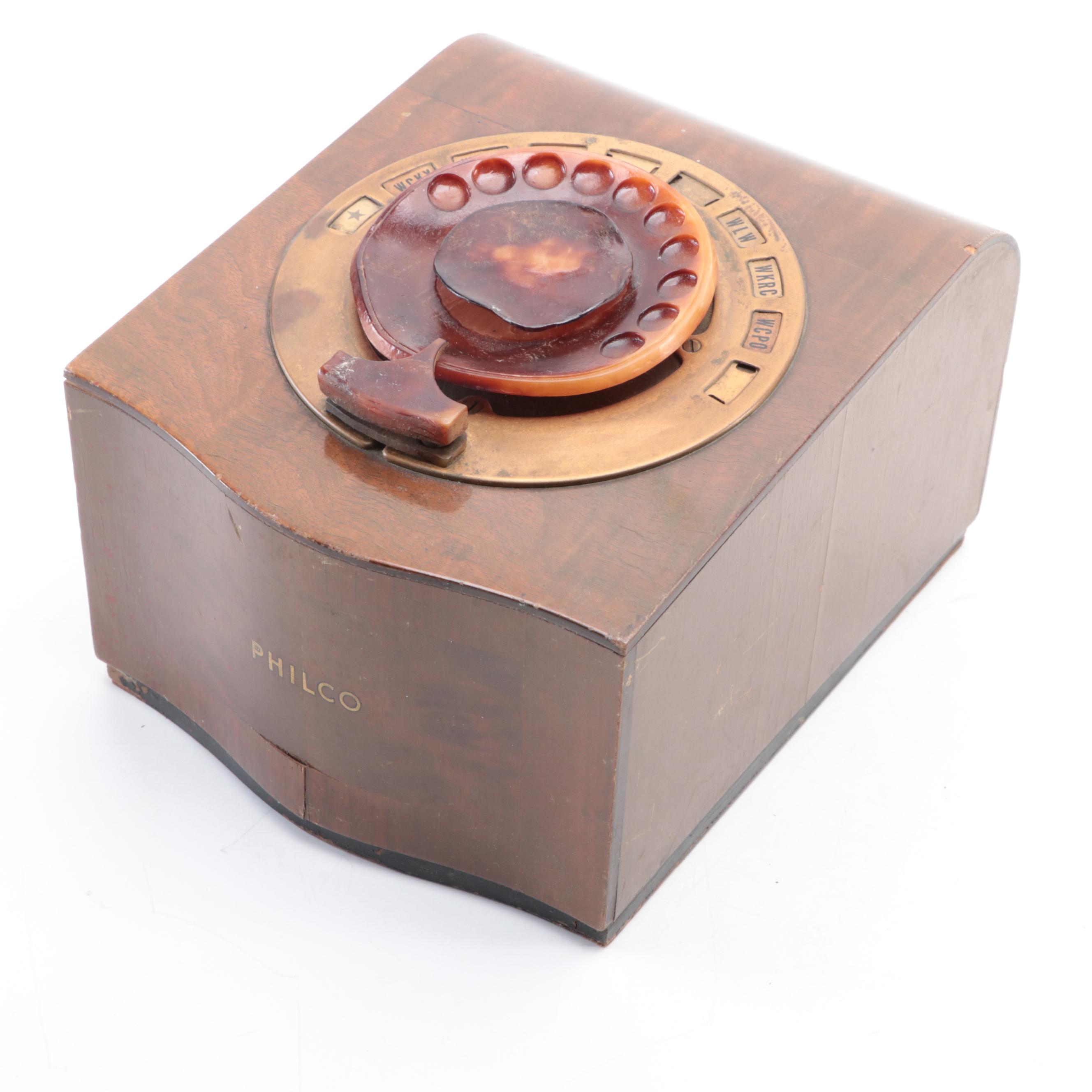 Philco "Mystery" Wood and Bakelite Remote Radio Control and Antenna