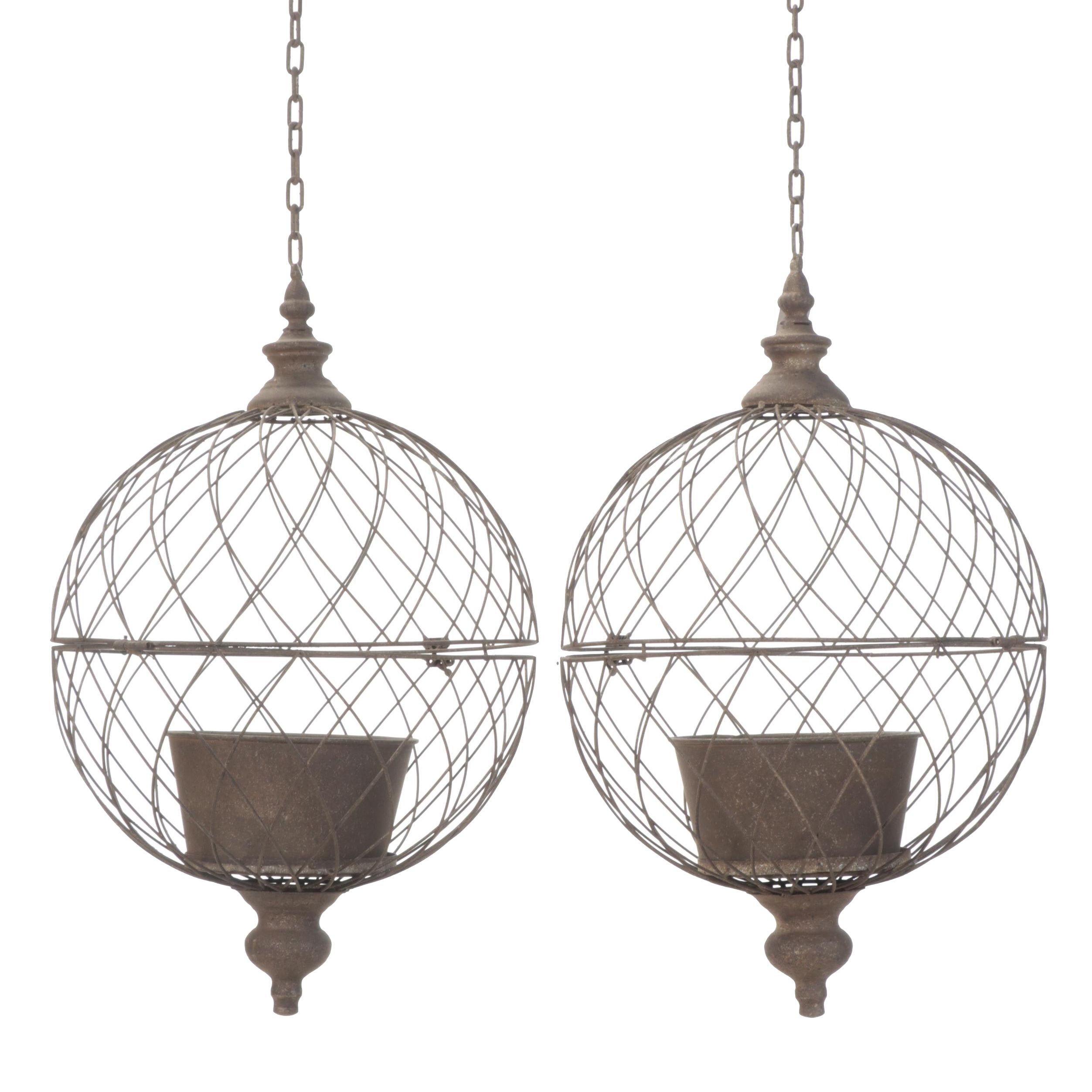 Metal Wire Orb Cage Hanging Planters