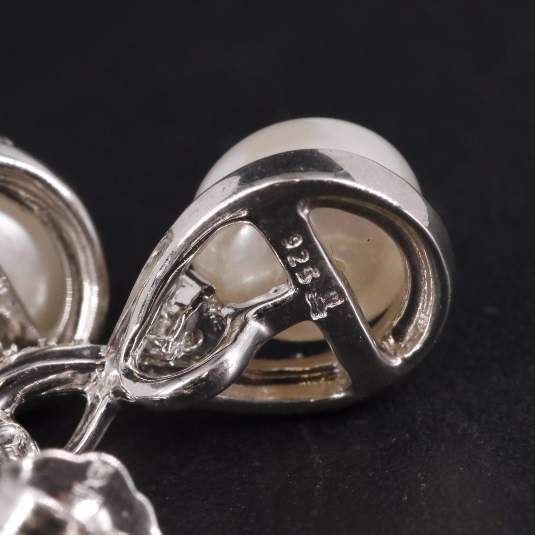 Sterling Silver Pearl and Cubic Zirconia Earrings