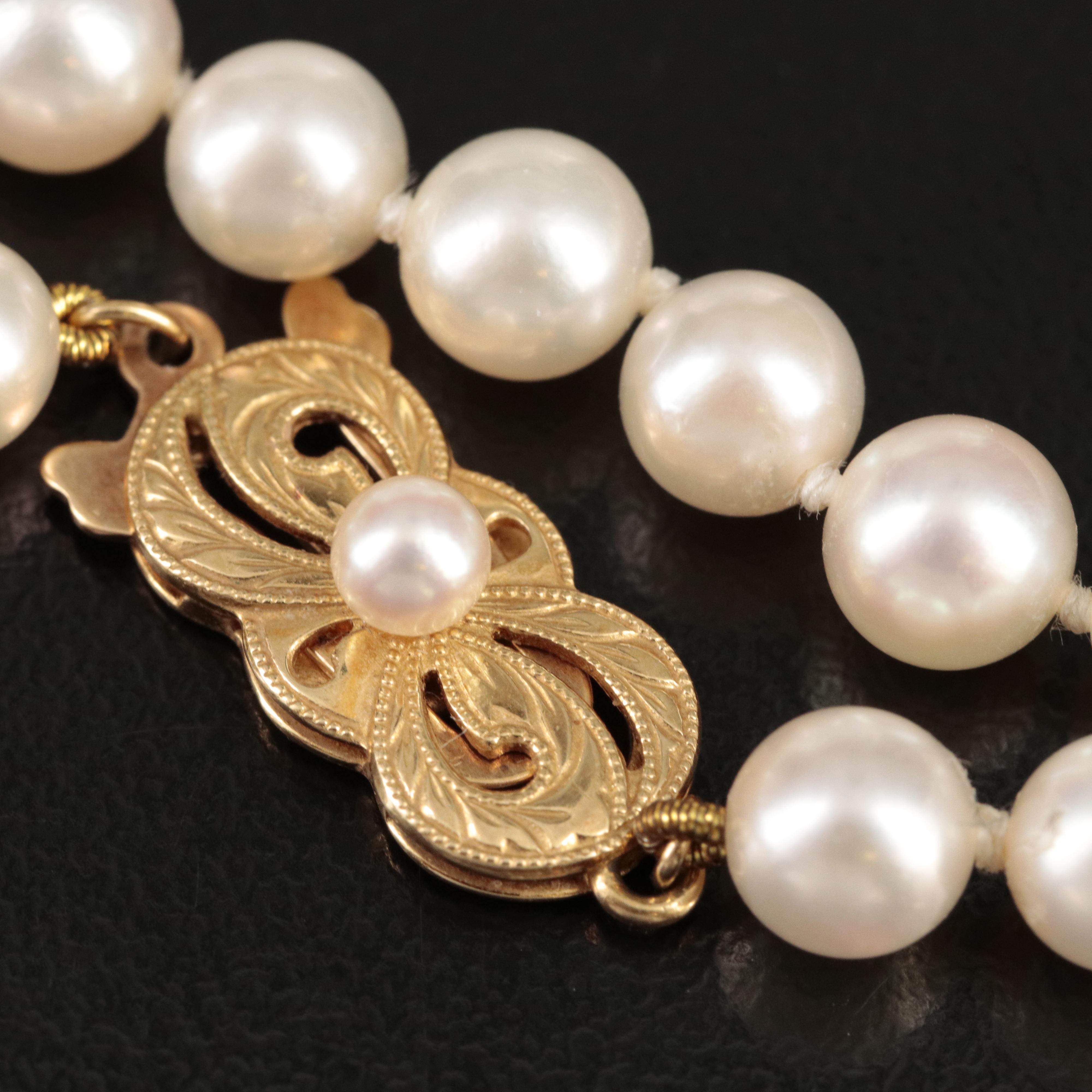 Mikimoto 18K Pearl Necklace and Bracelet