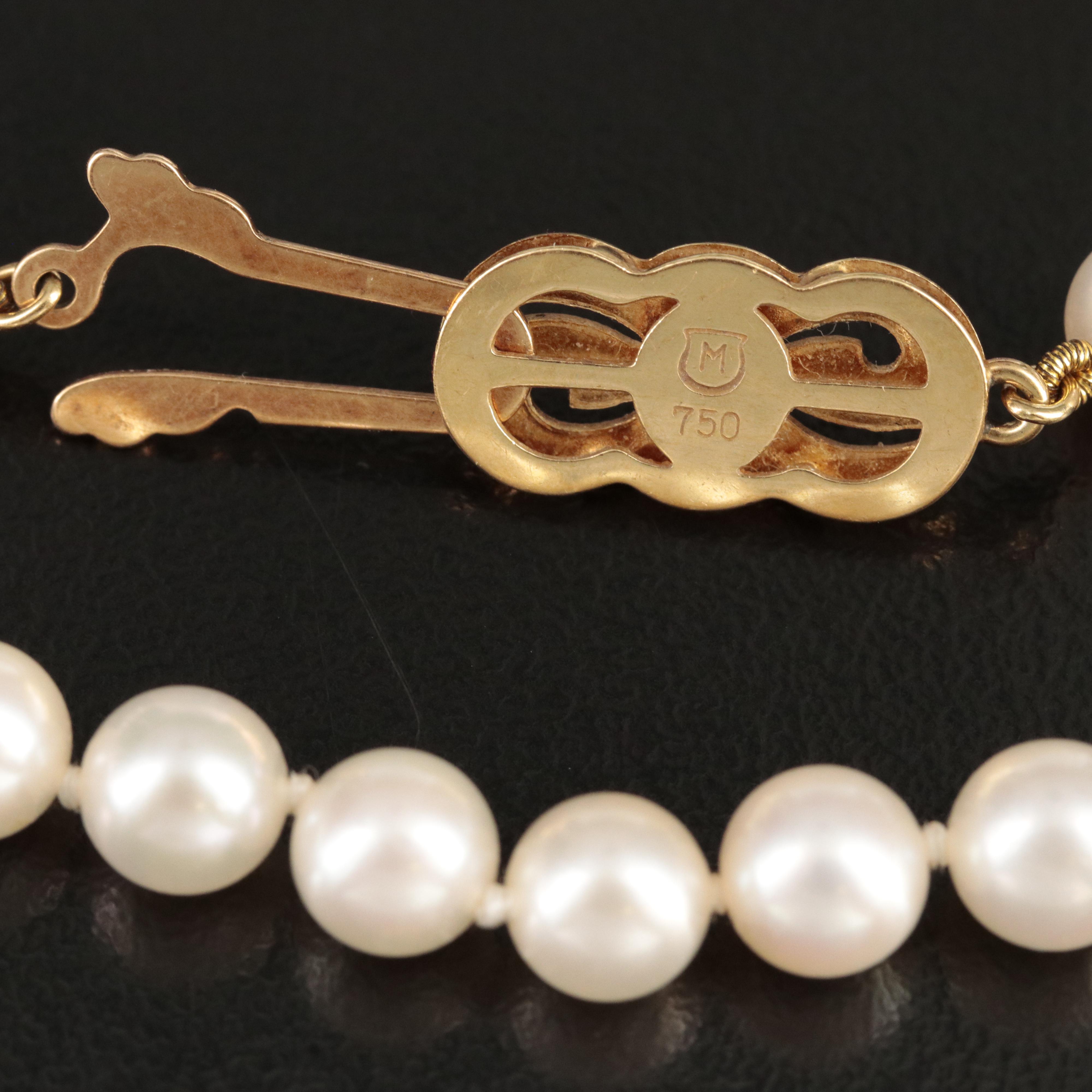 Mikimoto 18K Pearl Necklace and Bracelet