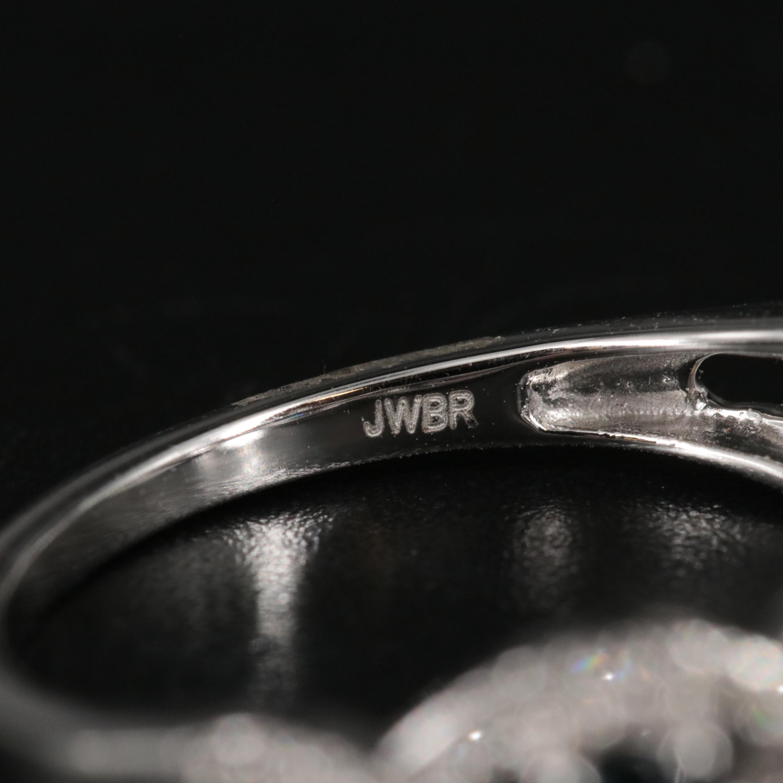 10K White Gold Sapphire and Diamond Ring