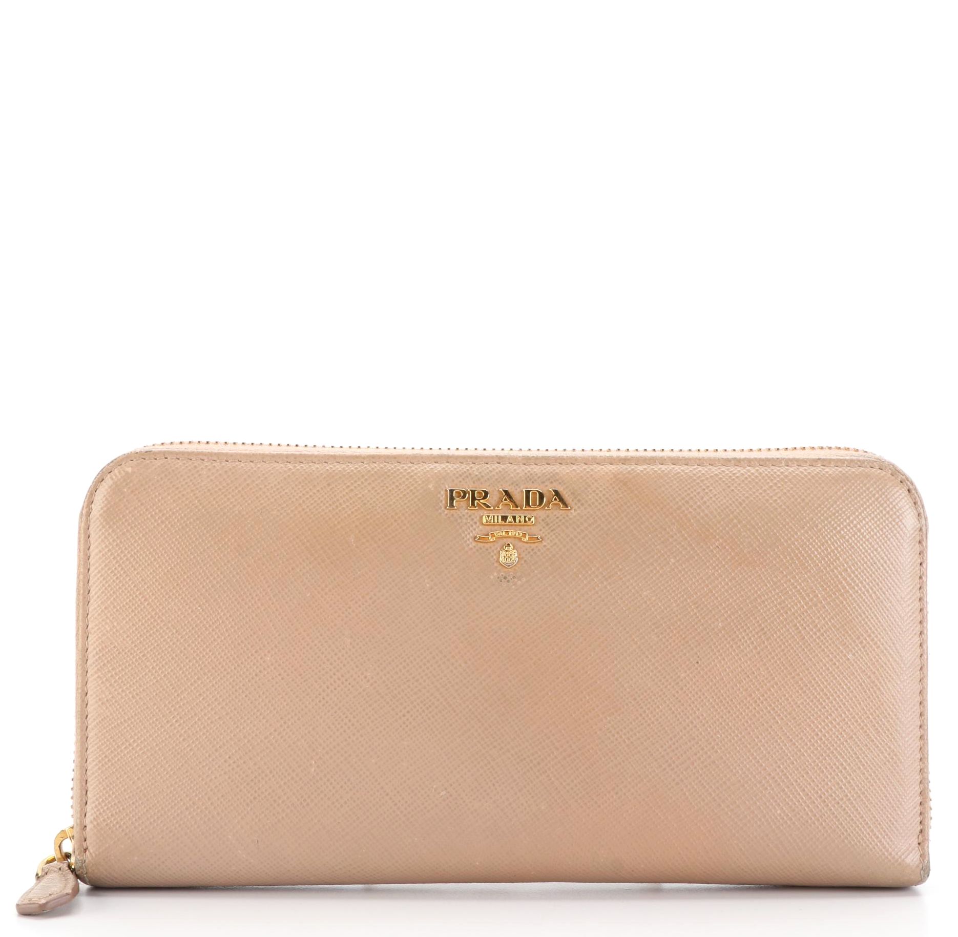 Prada Zip-Around Wallet in Saffiano Leather with Box