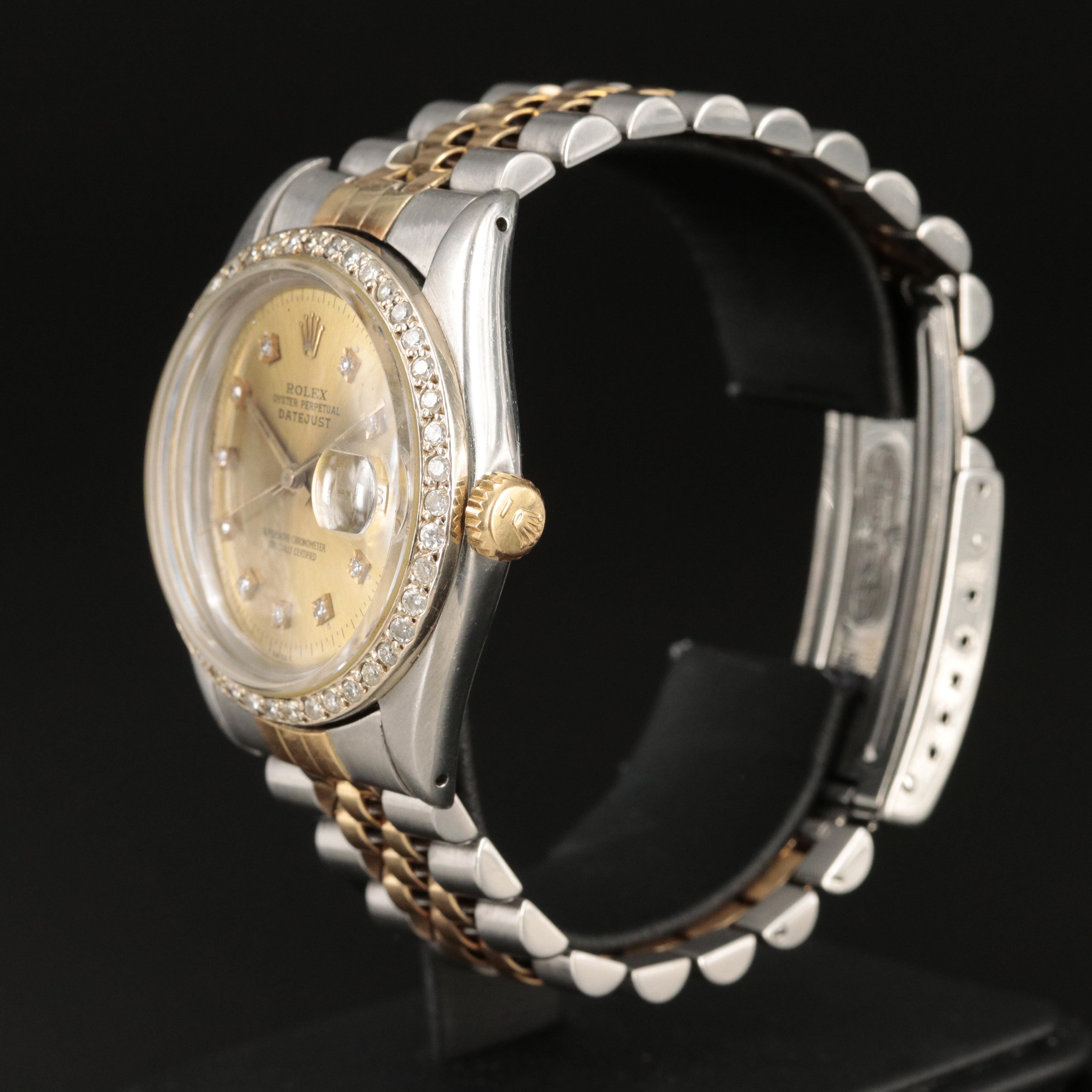 1978 Rolex Oyster Perpetual 1.22 CTW Diamond Dial and Bezel Watch with Date