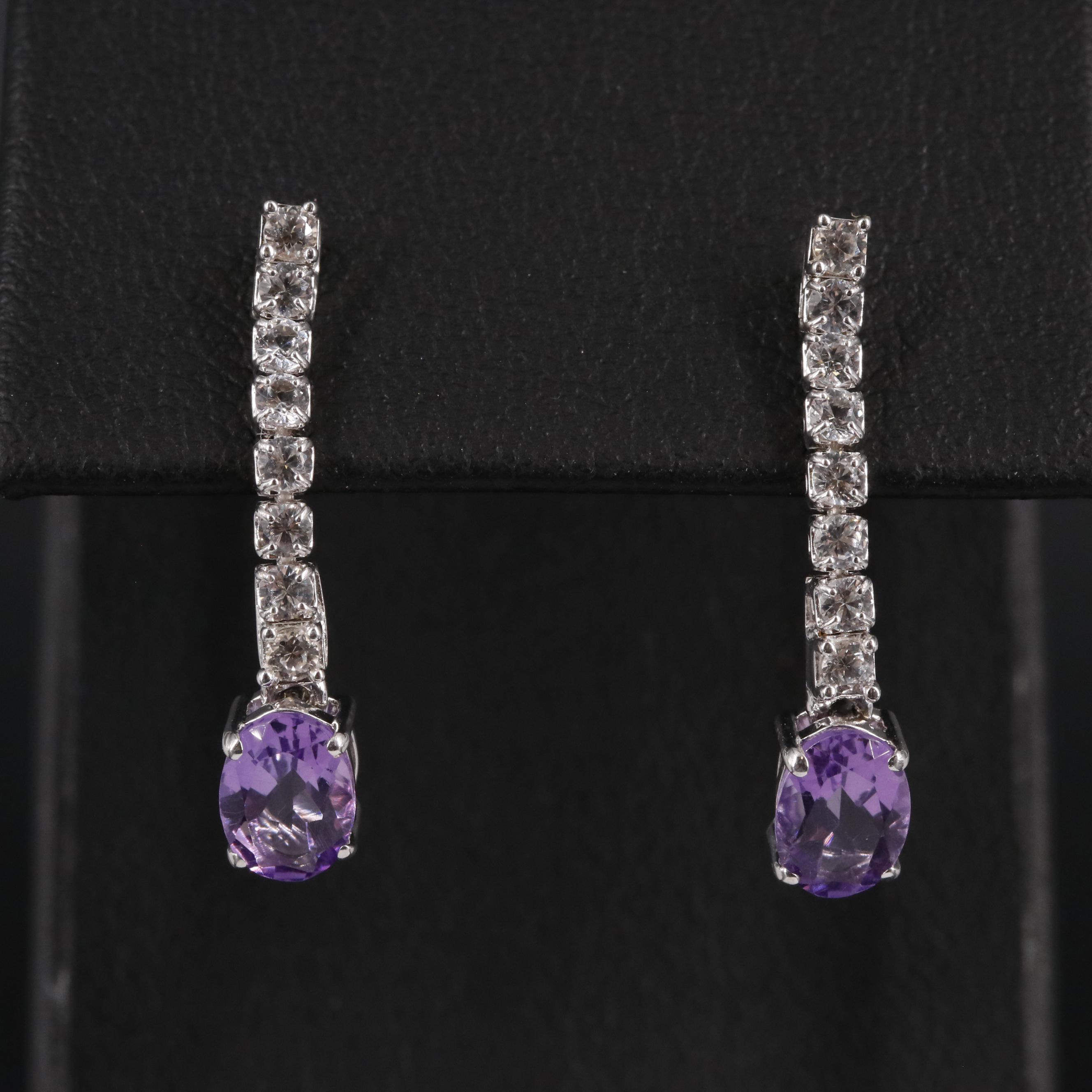 Sterling Silver Amethyst and Topaz Earrings