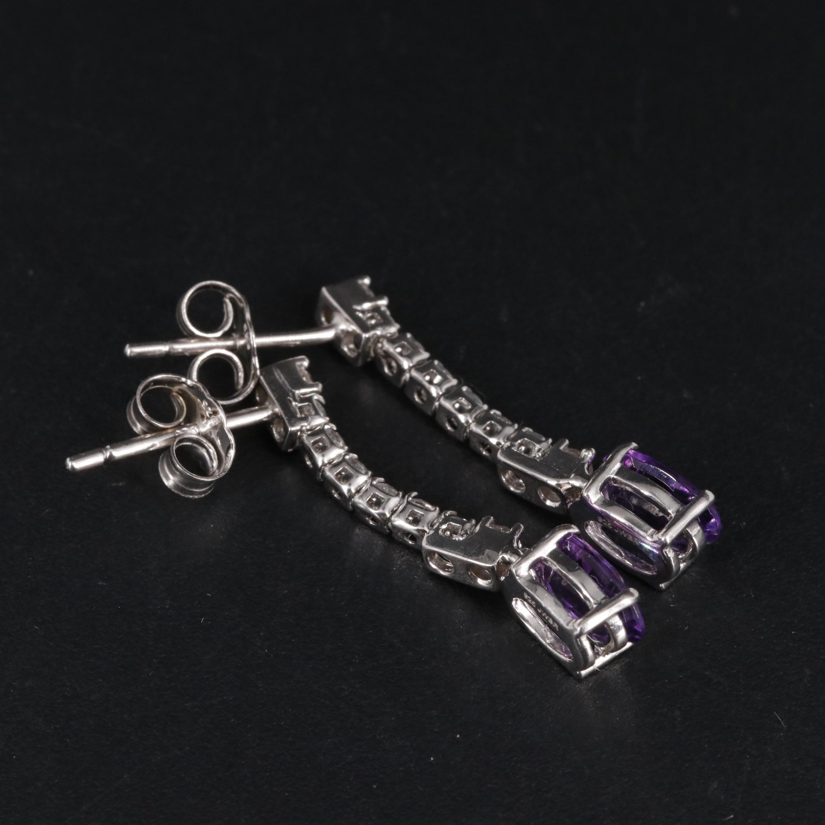 Sterling Silver Amethyst and Topaz Earrings