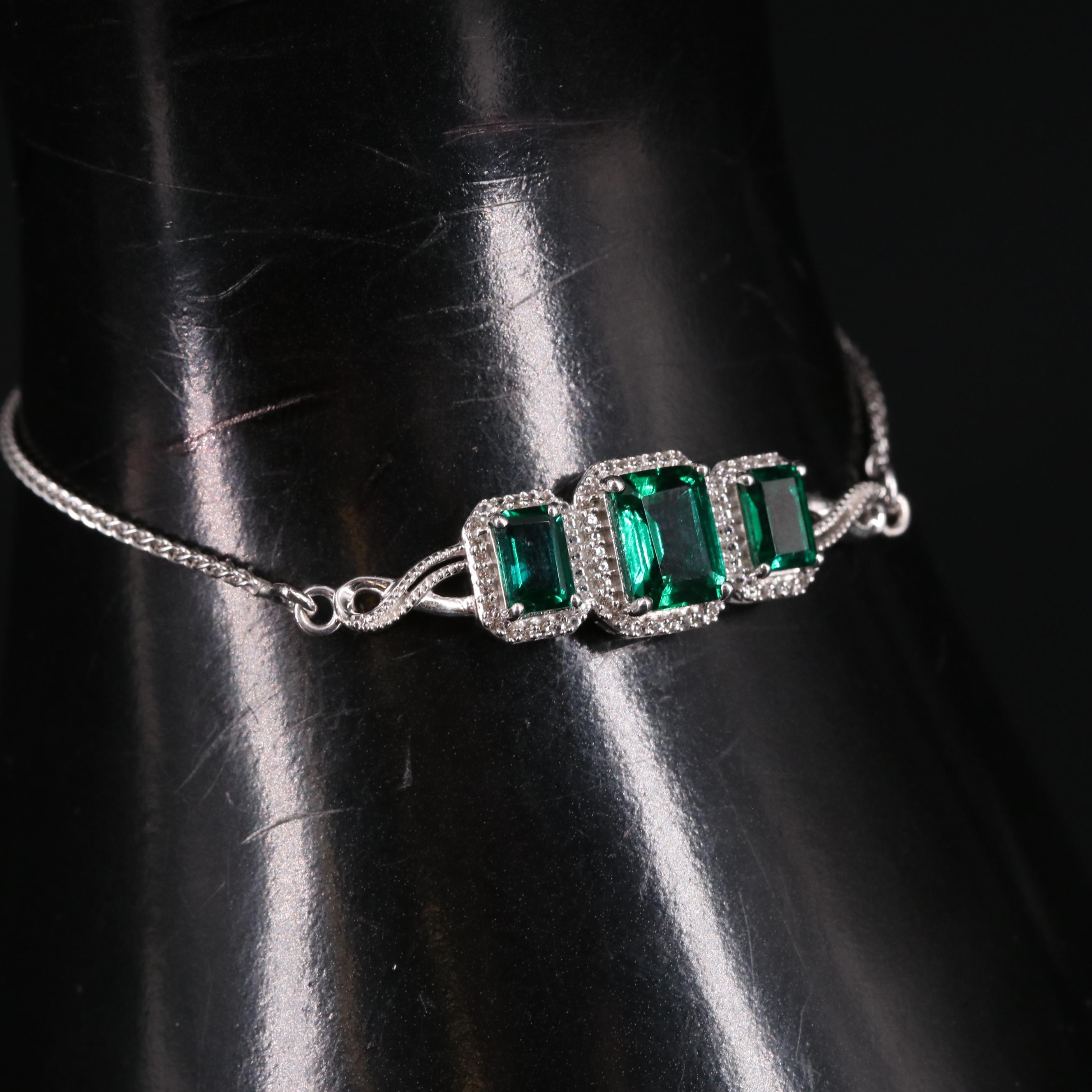 Sterling Silver Emerald and Sapphire Bracelet