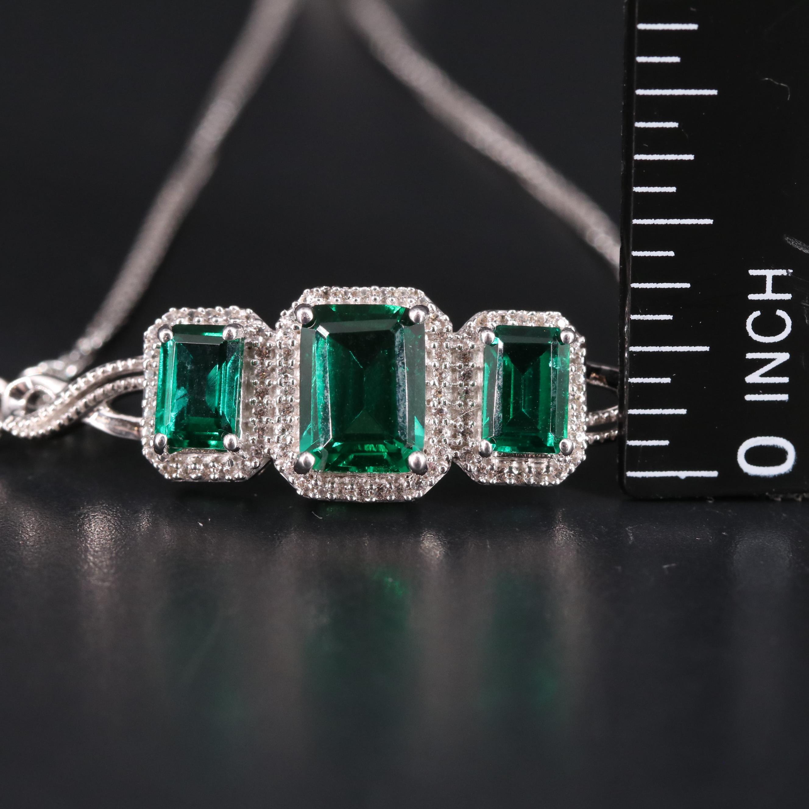 Sterling Silver Emerald and Sapphire Bracelet