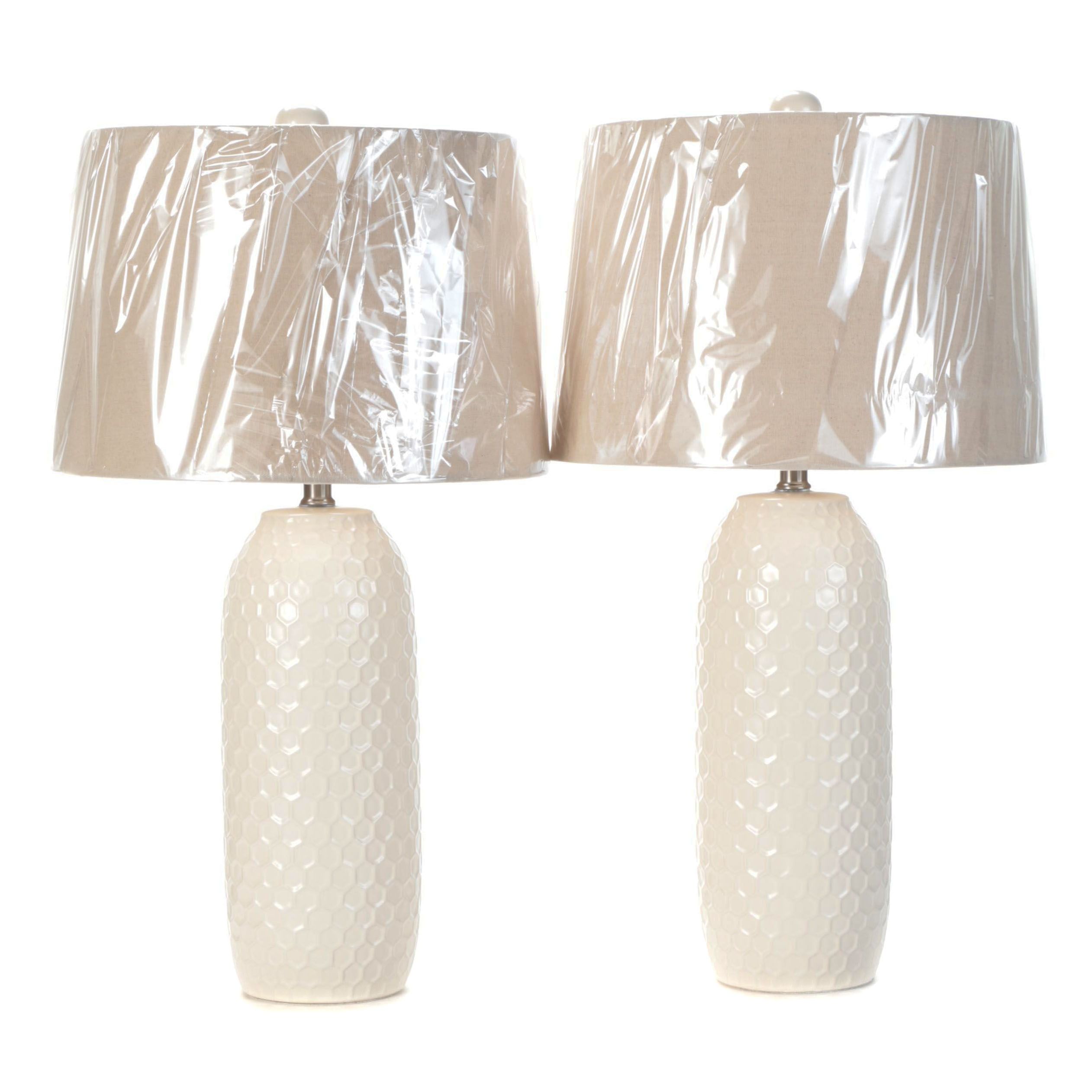 Décor Therapy "Maputo" Embossed Honeycomb Motif Ceramic Table Lamps, 2021