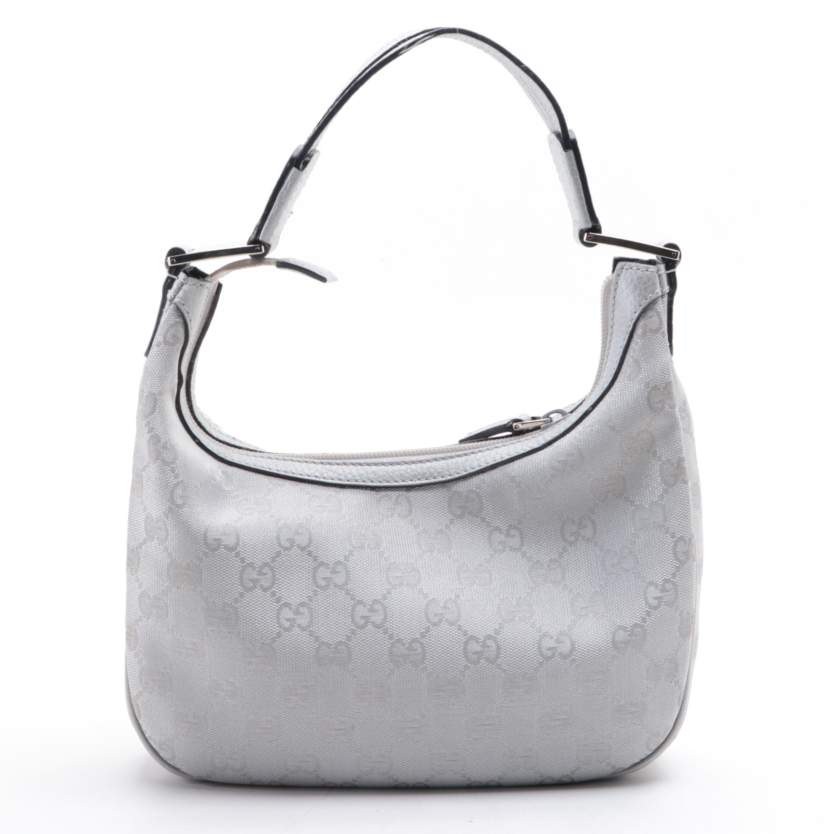Gucci Hobo Bag in Metallic GG Supreme Canvas and Grain Leather