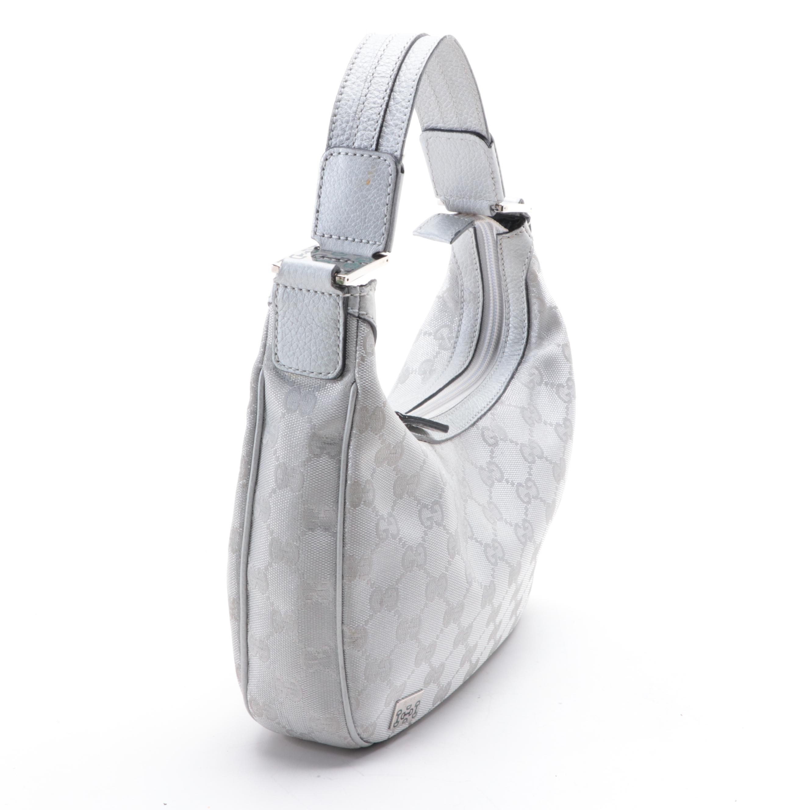 Gucci Hobo Bag in Metallic GG Supreme Canvas and Grain Leather
