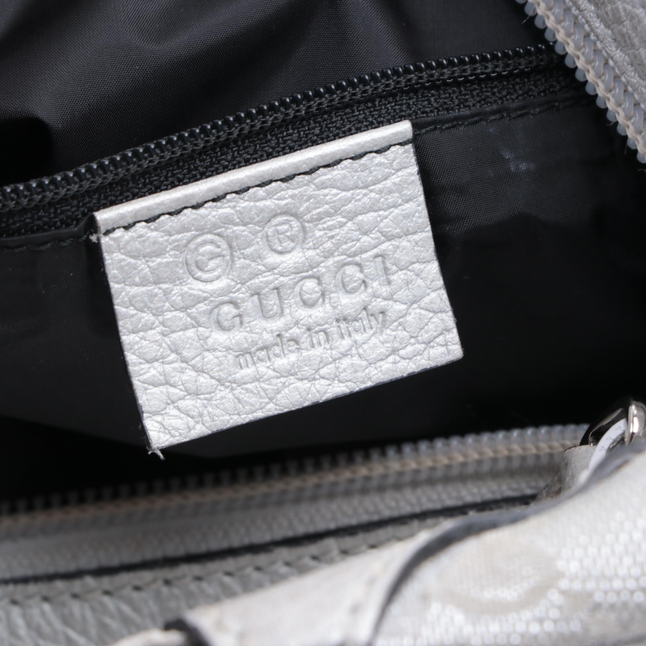 Gucci Hobo Bag in Metallic GG Supreme Canvas and Grain Leather