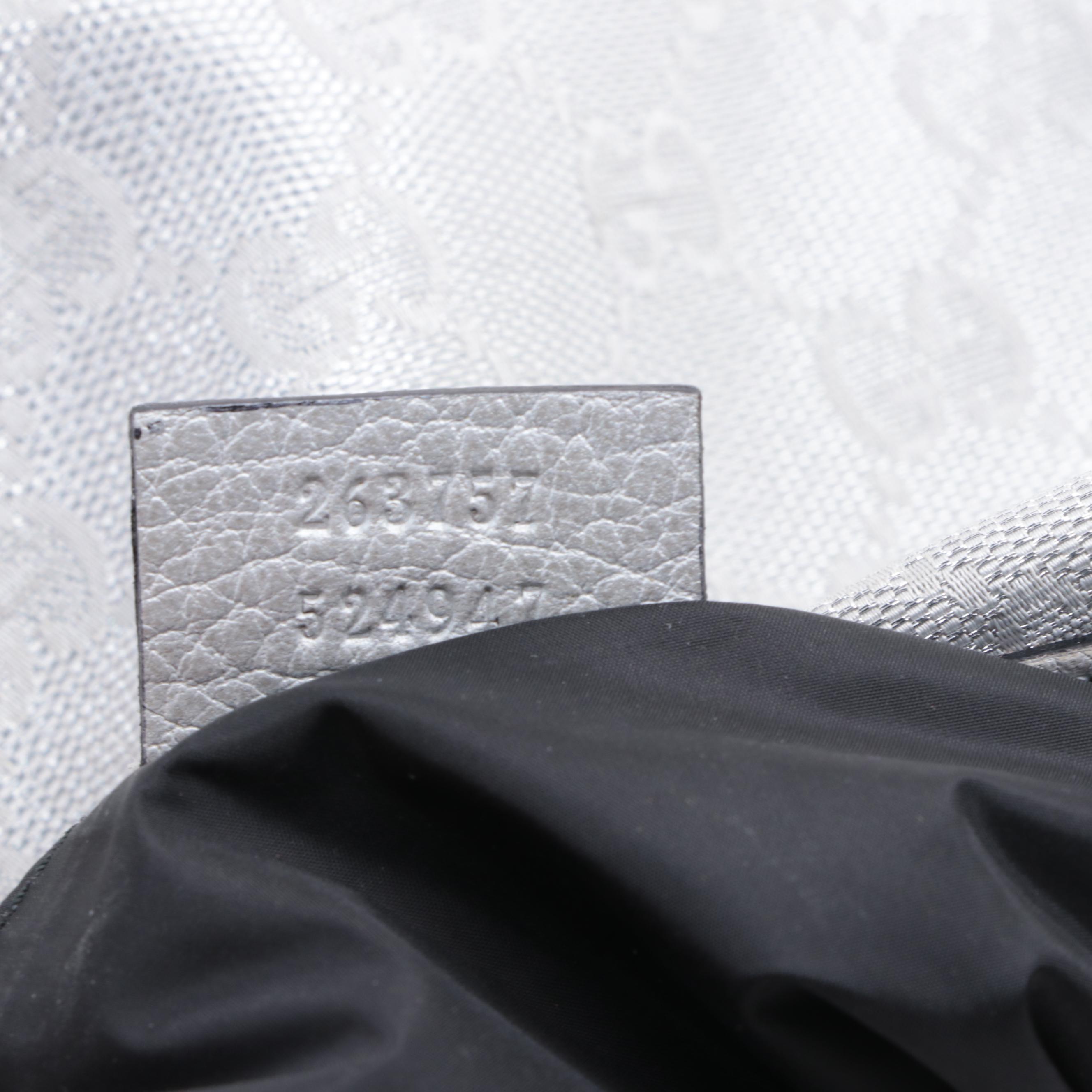 Gucci Hobo Bag in Metallic GG Supreme Canvas and Grain Leather