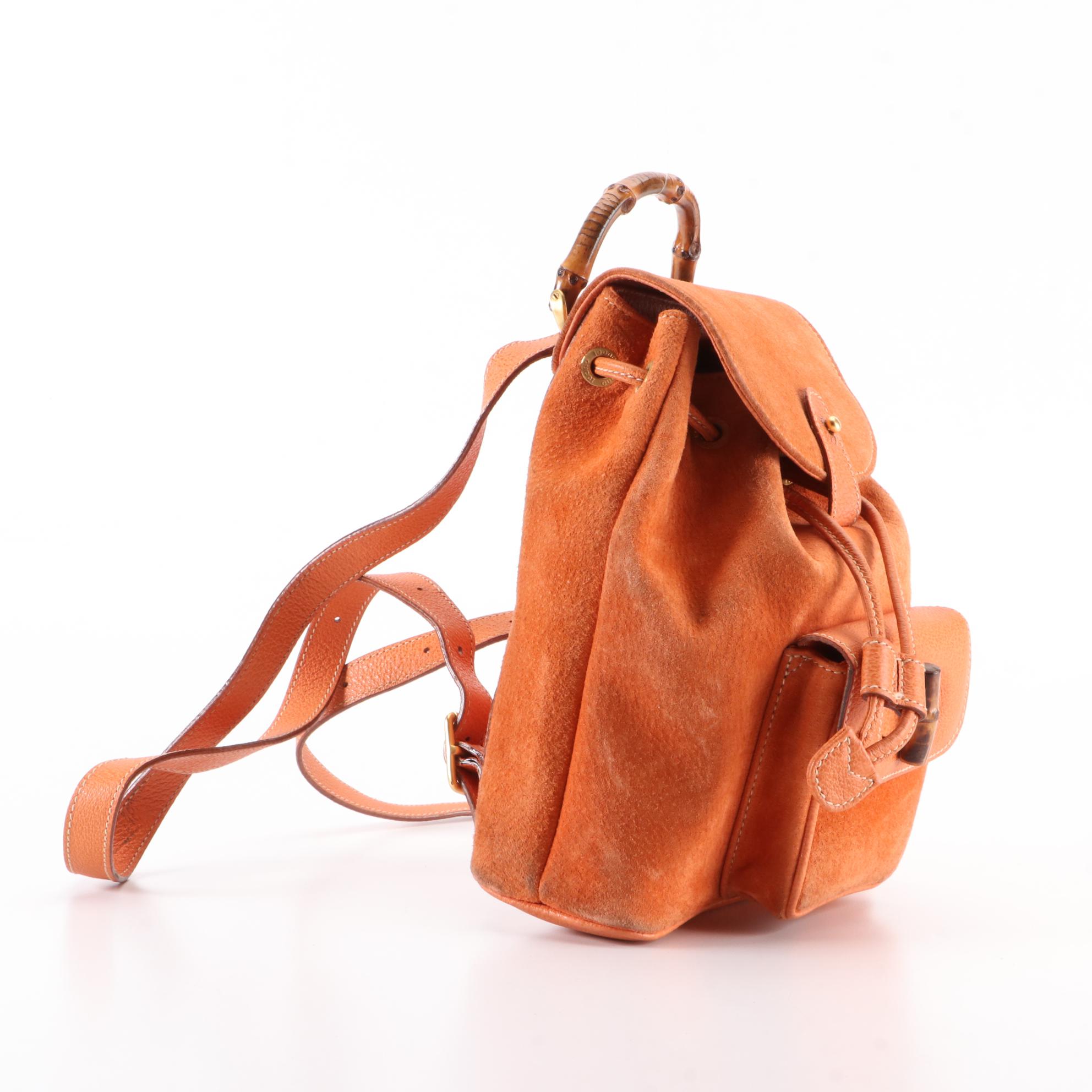 Gucci Mini Bamboo Backpack in Suede and Leather