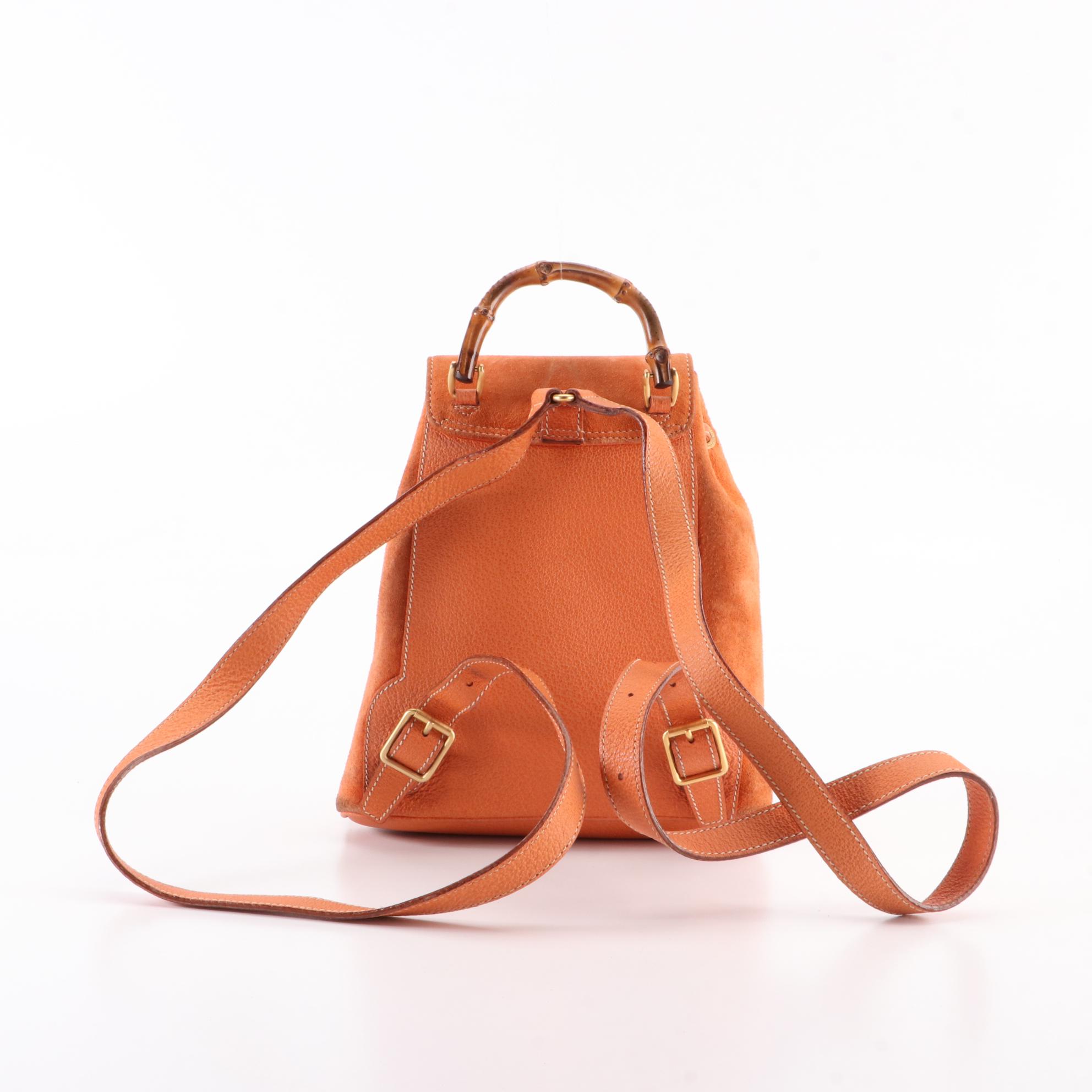 Gucci Mini Bamboo Backpack in Suede and Leather