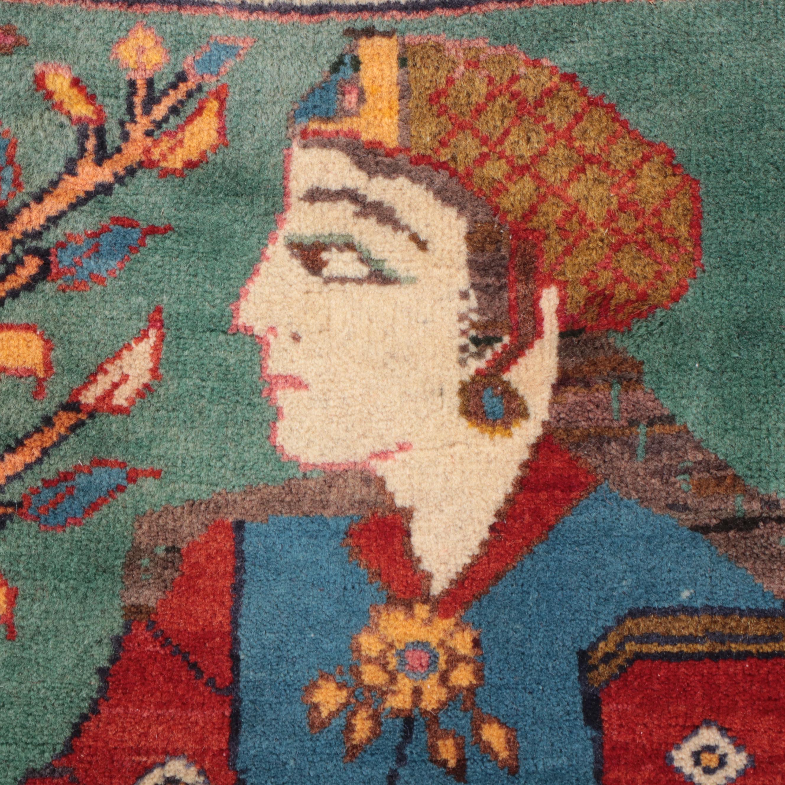 1'9 x 1'11 Hand-Knotted Persian Village Pictorial Floor Mat