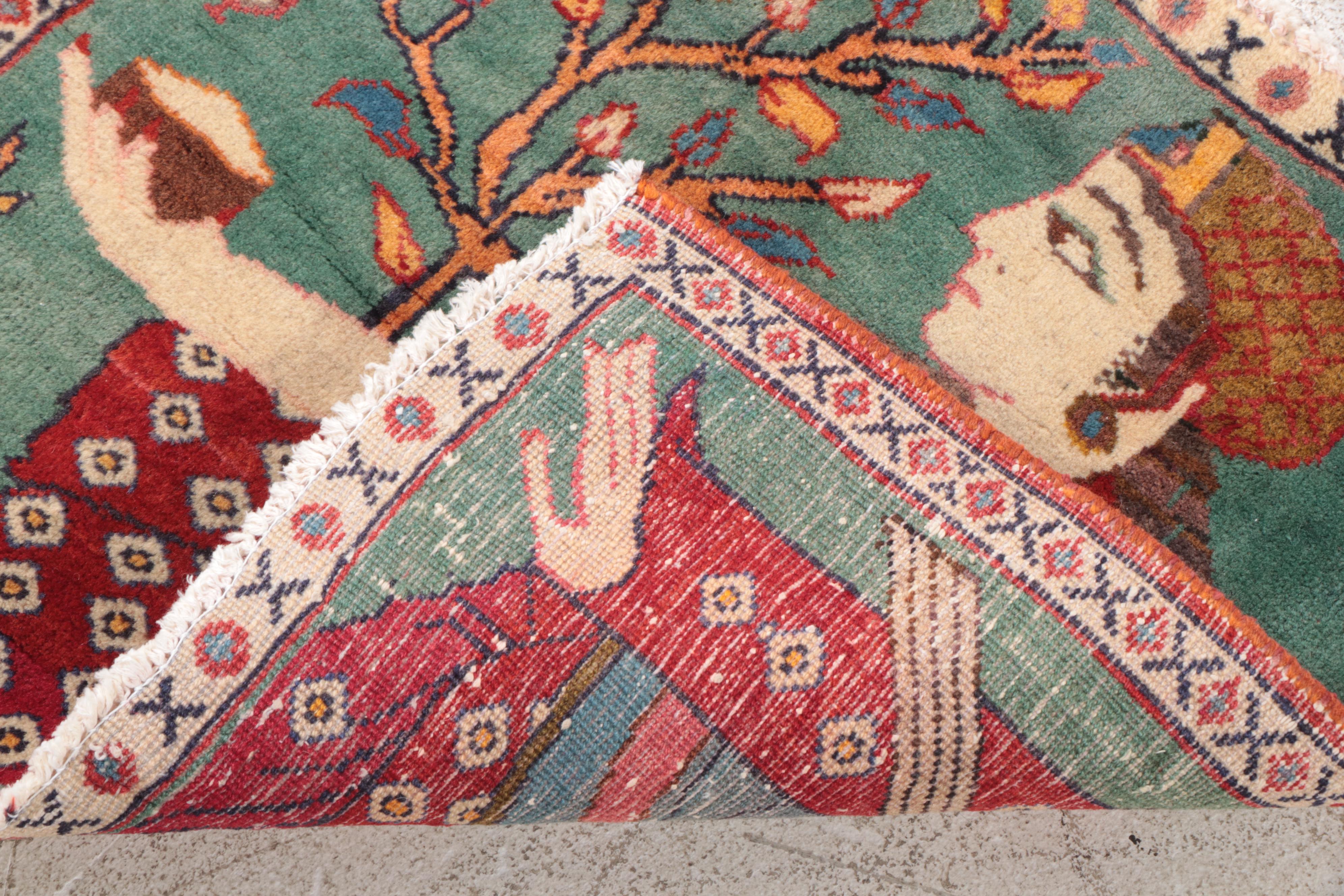 1'9 x 1'11 Hand-Knotted Persian Village Pictorial Floor Mat