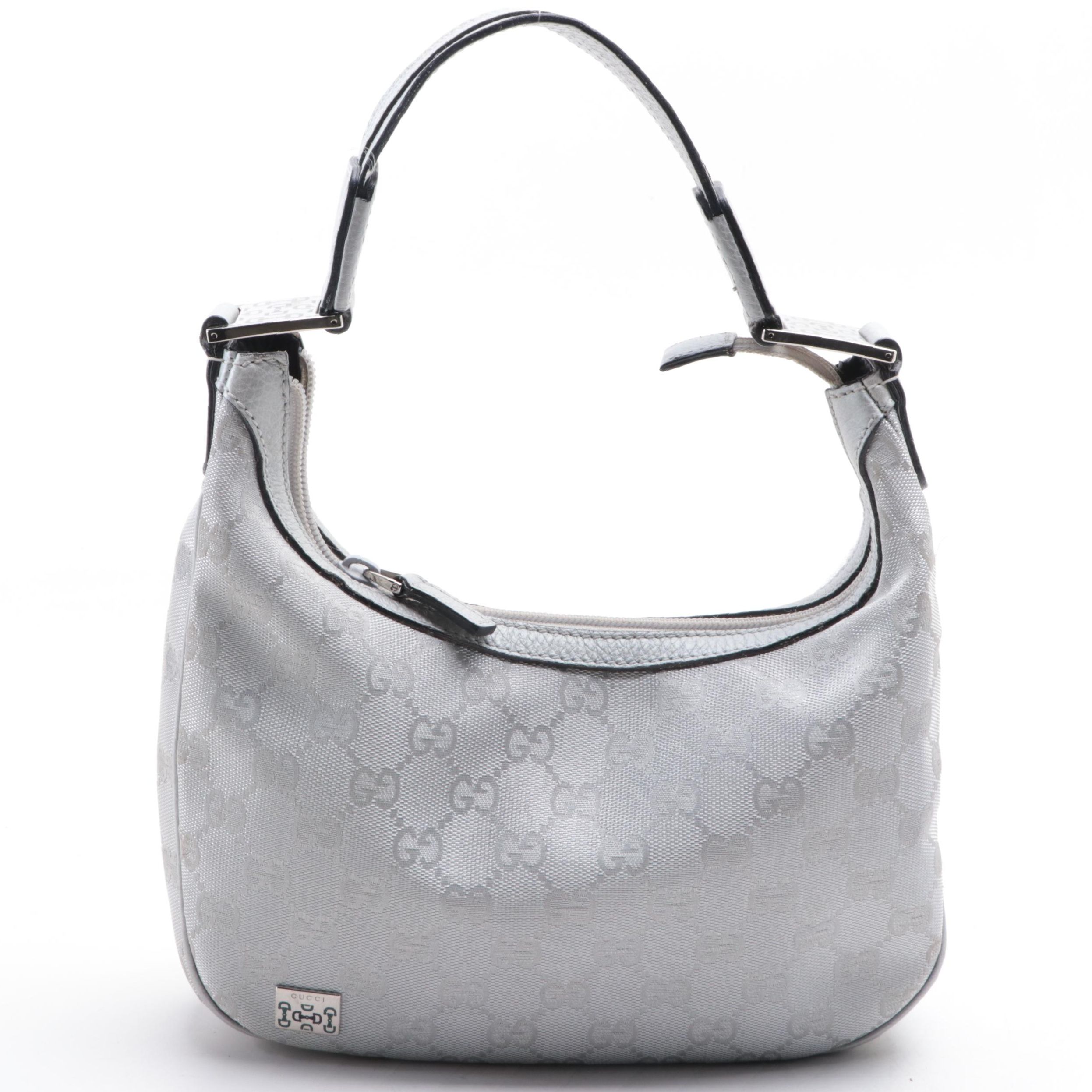 Gucci Hobo Bag in Metallic GG Supreme Canvas and Grain Leather