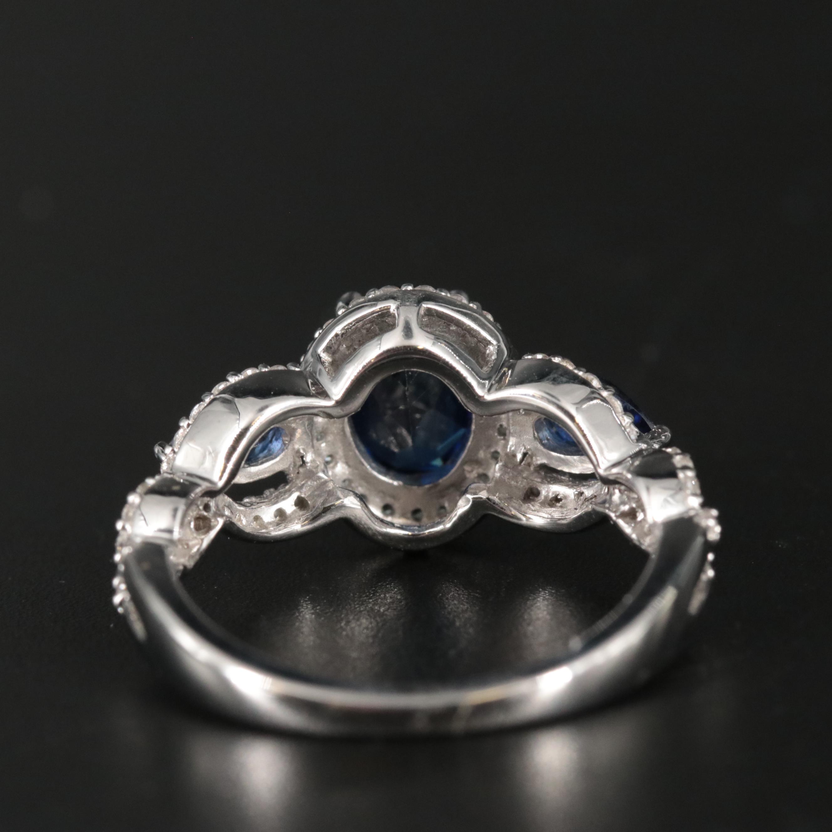 Sterling Silver Sapphire Three Stone Ring