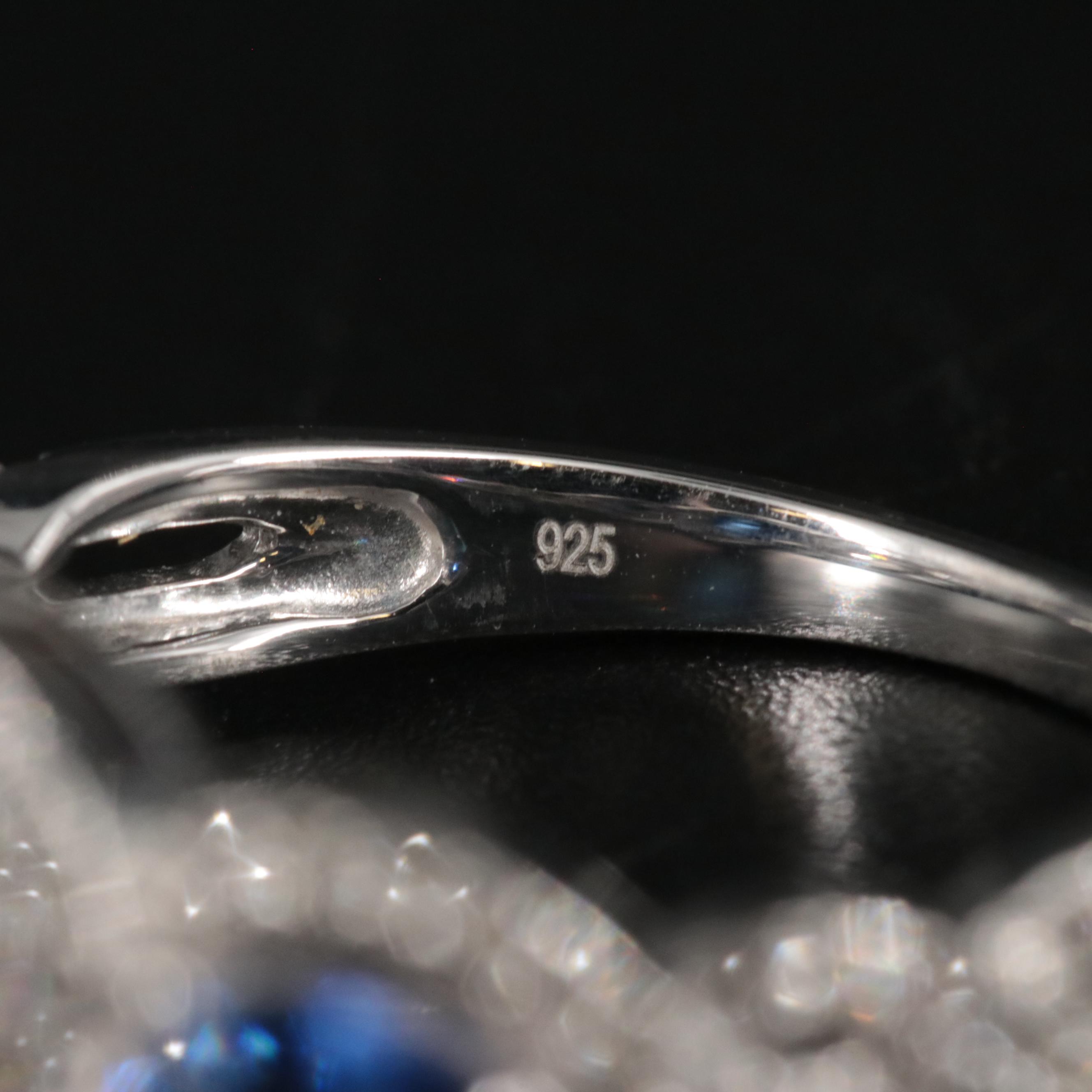 Sterling Silver Sapphire Three Stone Ring