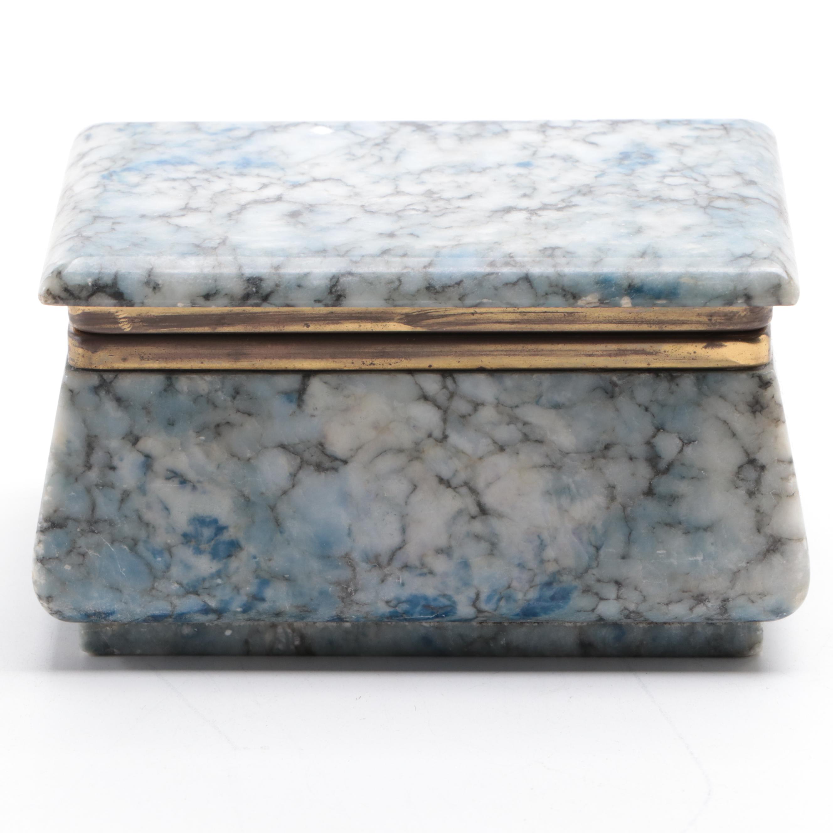 Italian Dyed Blue Alabaster Trinket Box
