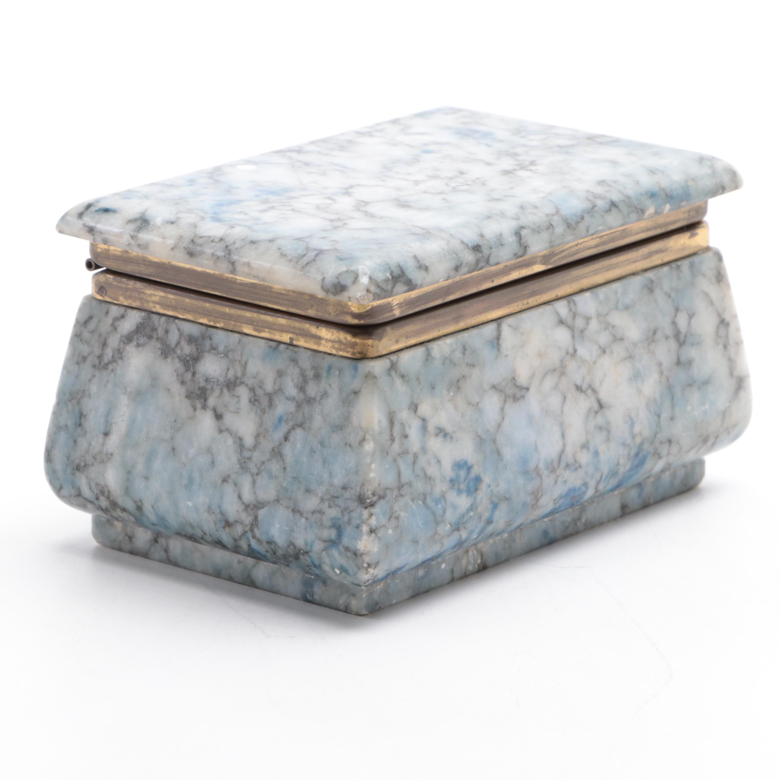 Italian Dyed Blue Alabaster Trinket Box