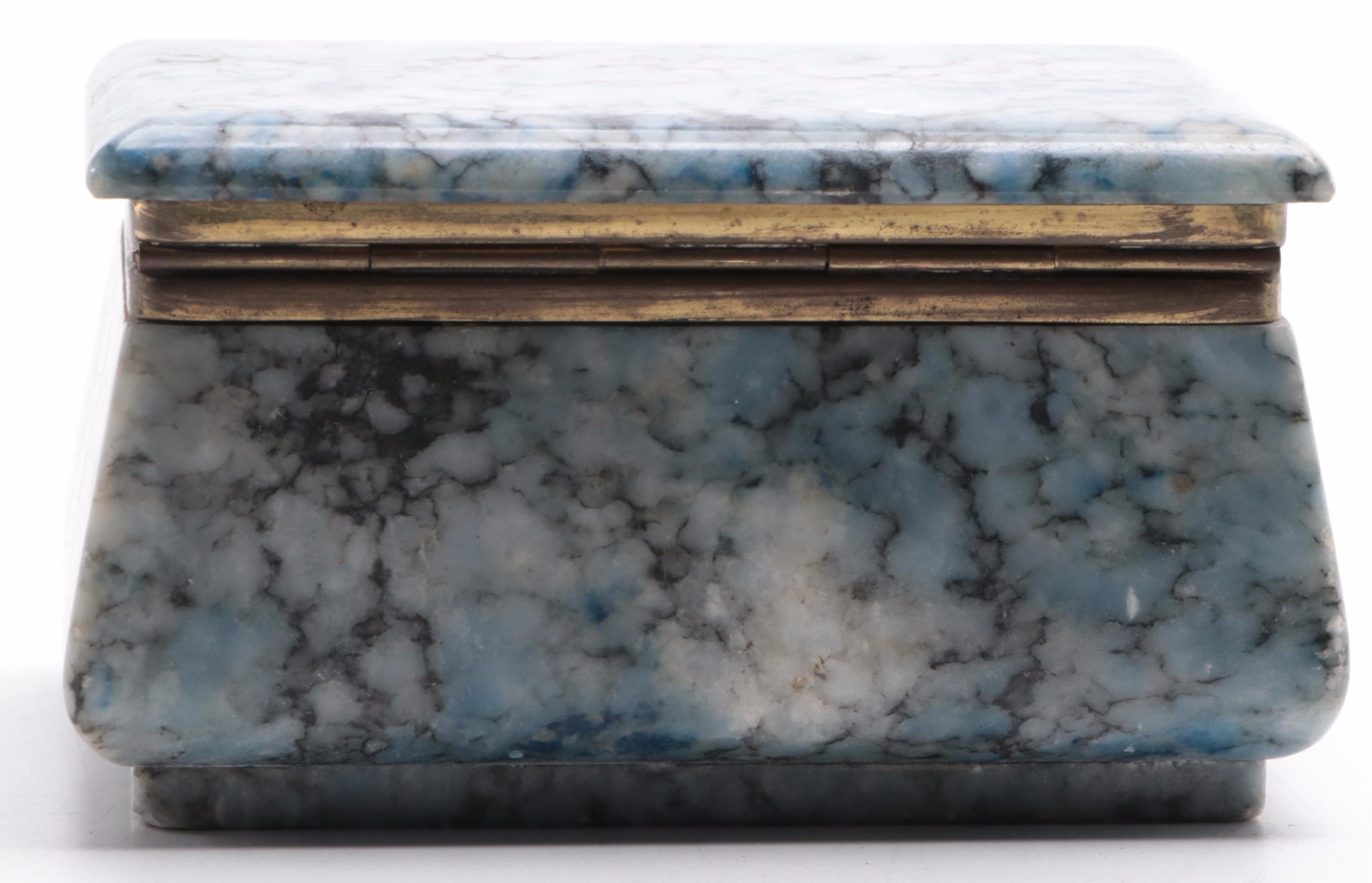 Italian Dyed Blue Alabaster Trinket Box