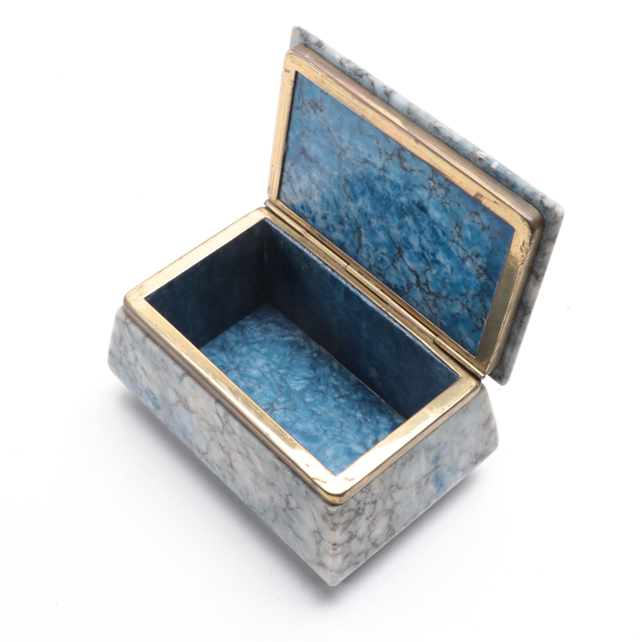 Italian Dyed Blue Alabaster Trinket Box
