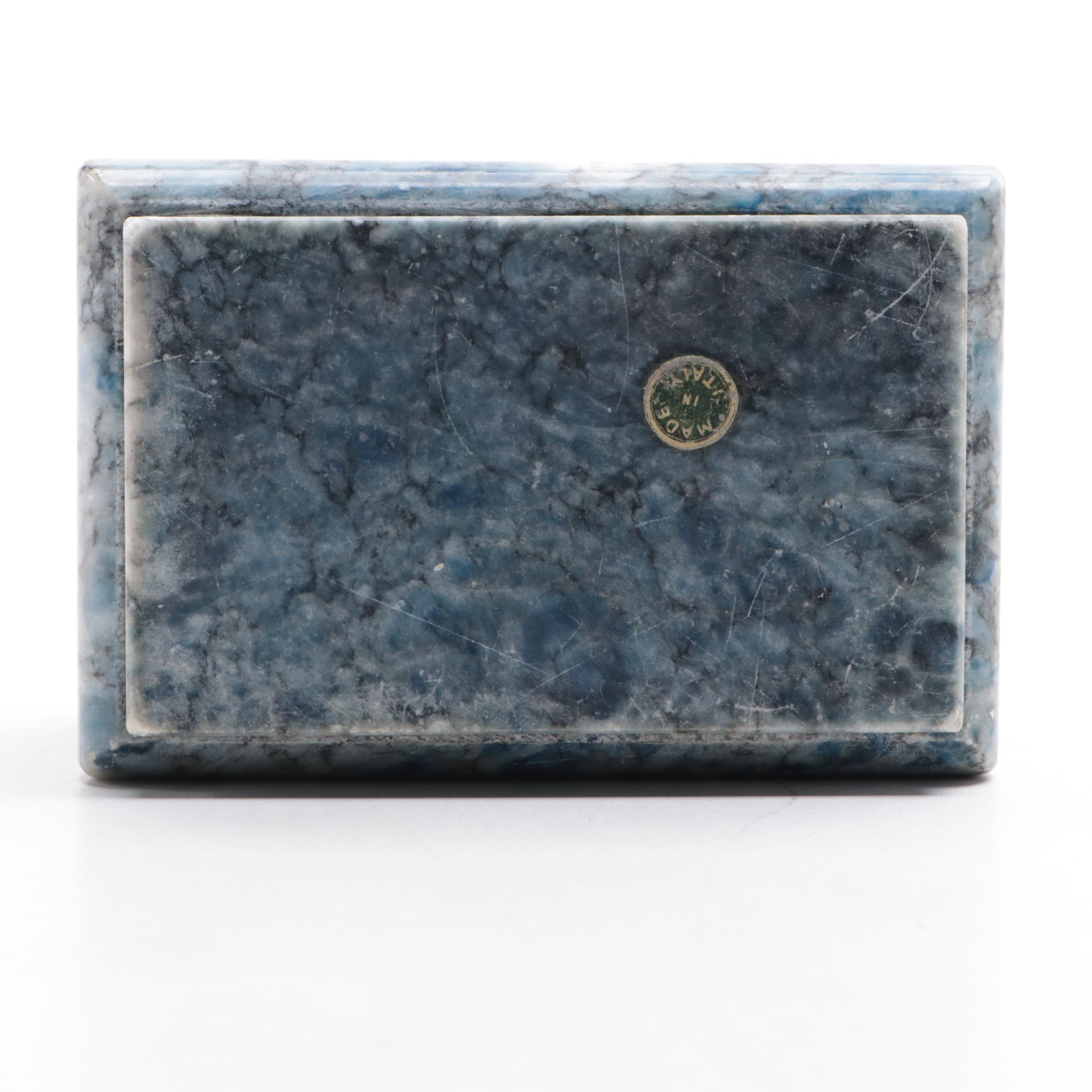 Italian Dyed Blue Alabaster Trinket Box