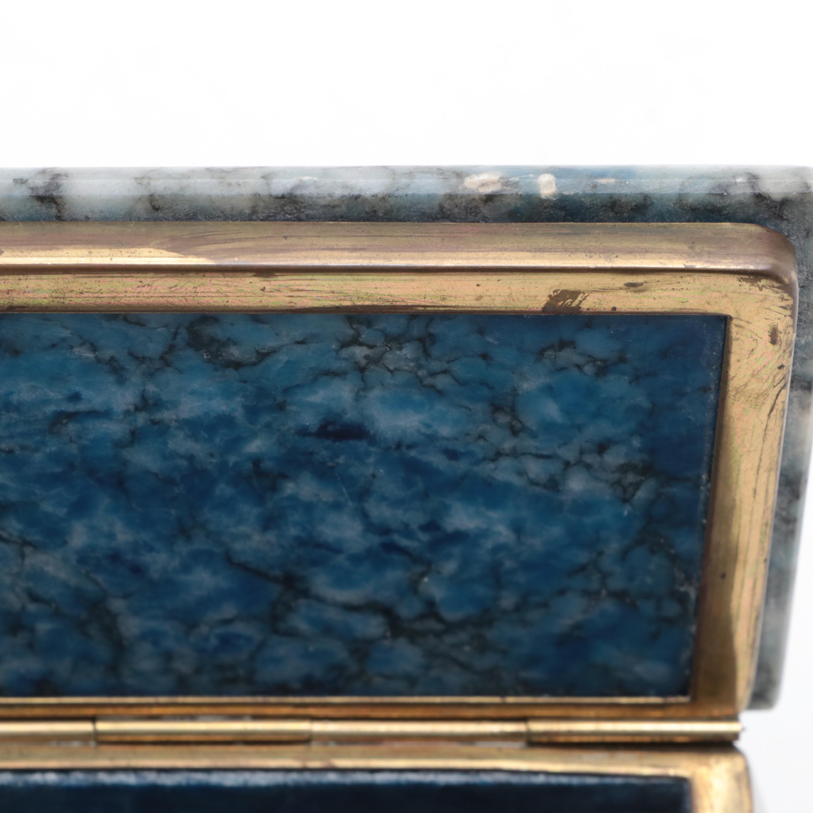Italian Dyed Blue Alabaster Trinket Box