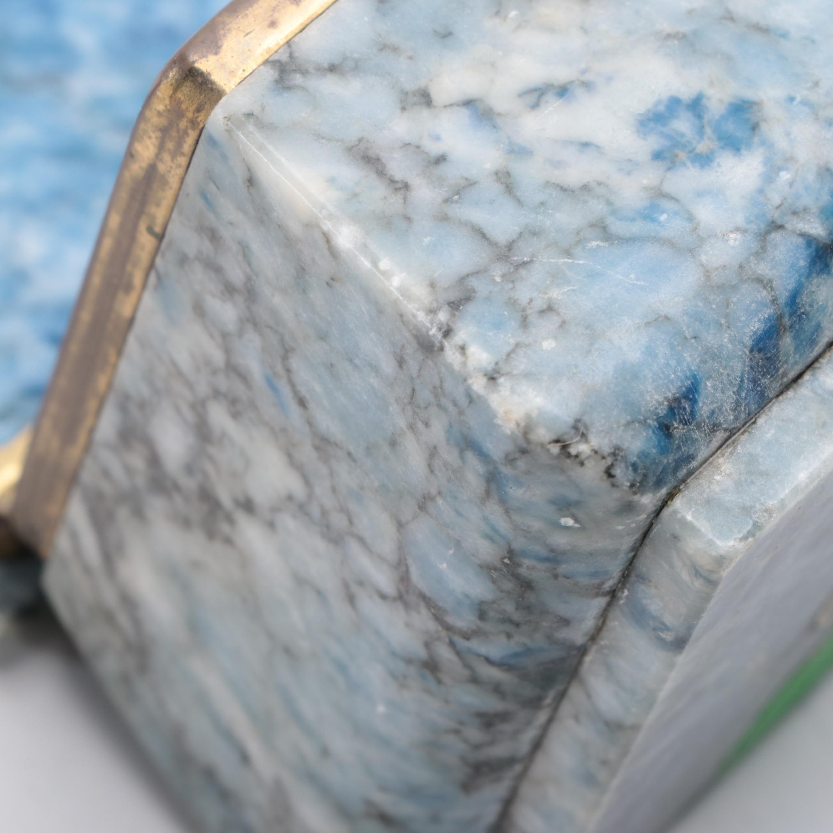 Italian Dyed Blue Alabaster Trinket Box