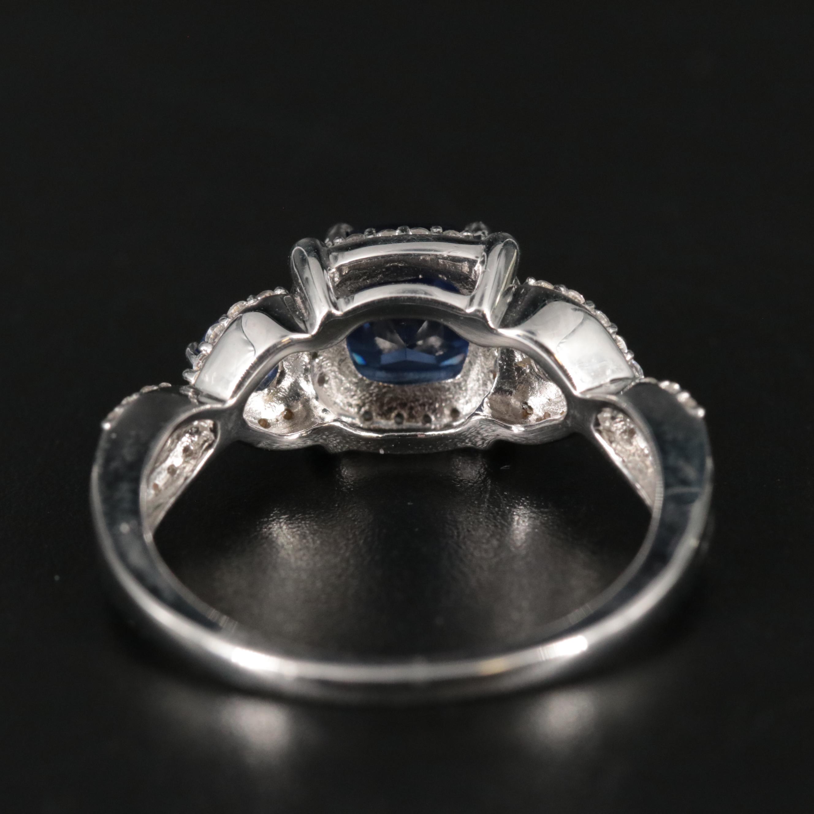 Sterling Silver Sapphire Three Stone Ring