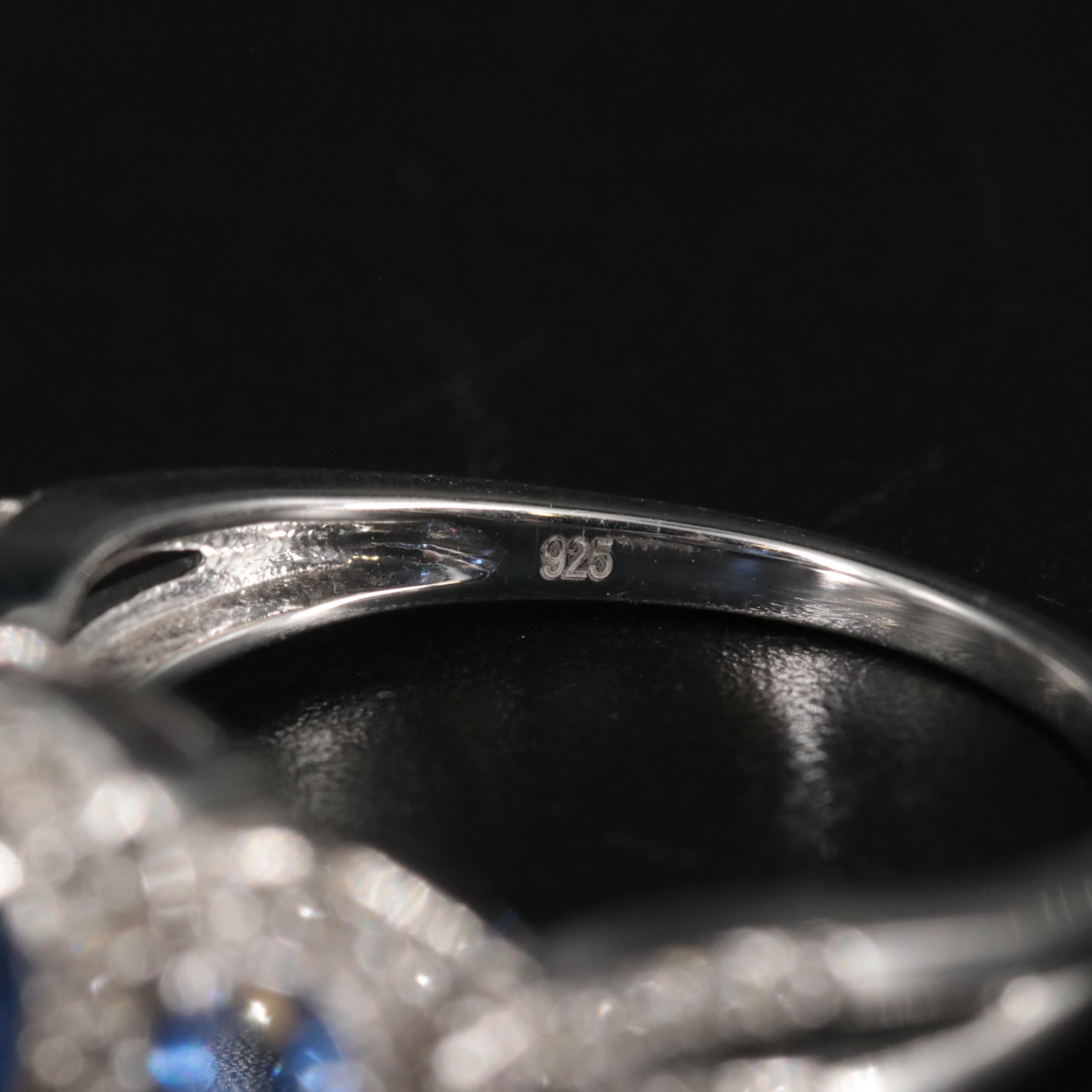 Sterling Silver Sapphire Three Stone Ring