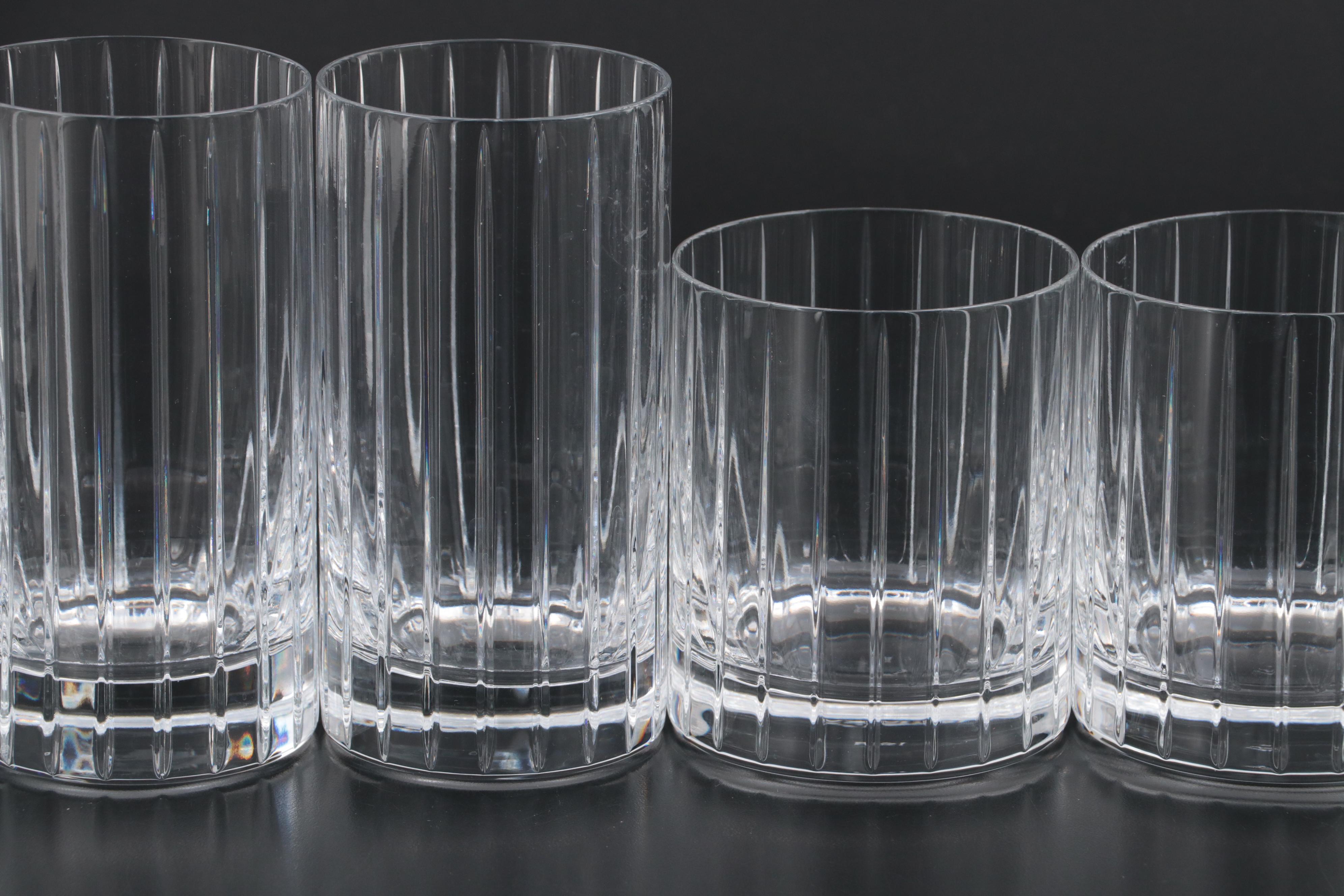Rogaška "Avenue" Cut Crystal Double Old Fashioned and Highball Glasses