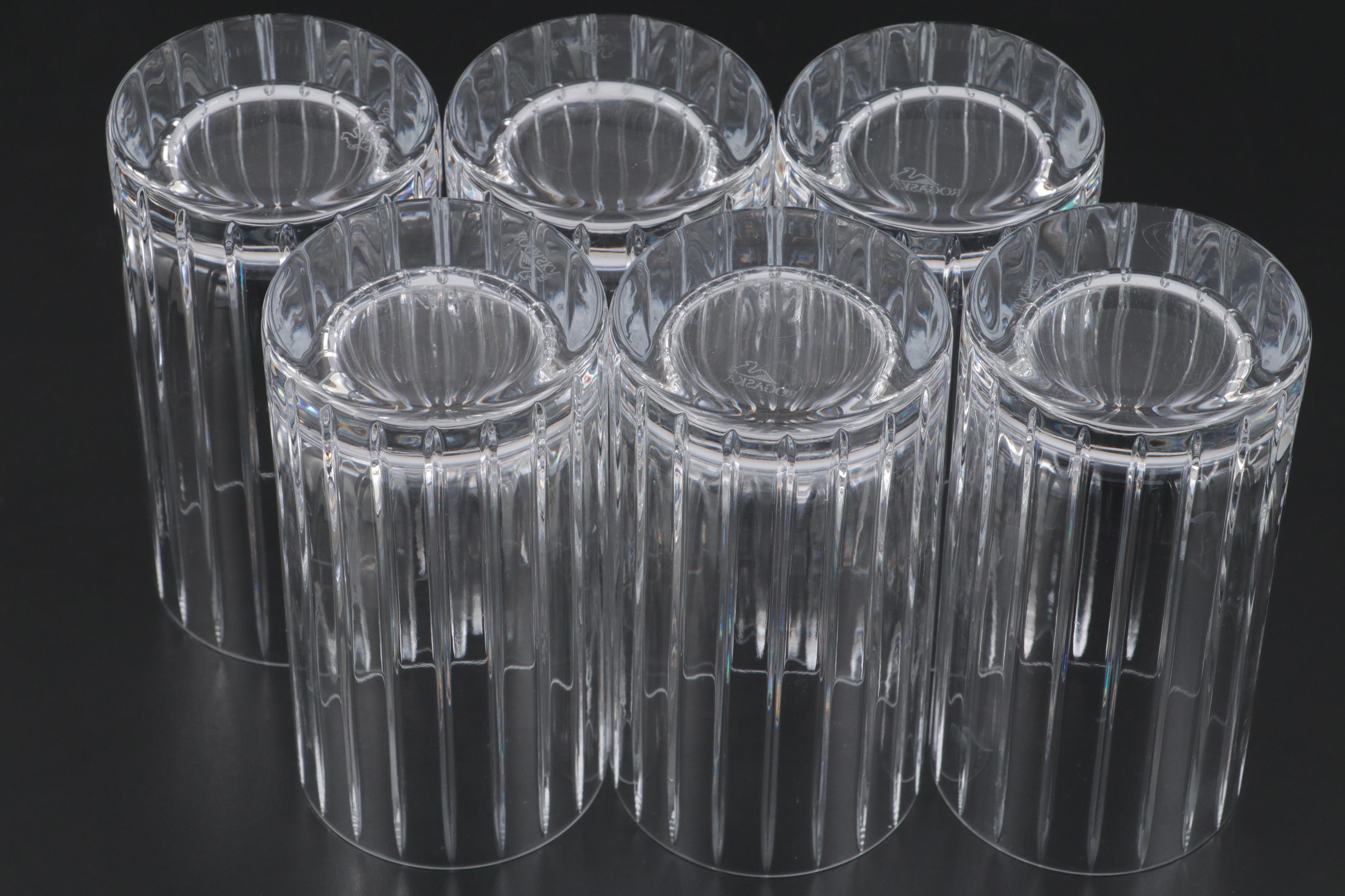 Rogaška "Avenue" Cut Crystal Double Old Fashioned and Highball Glasses