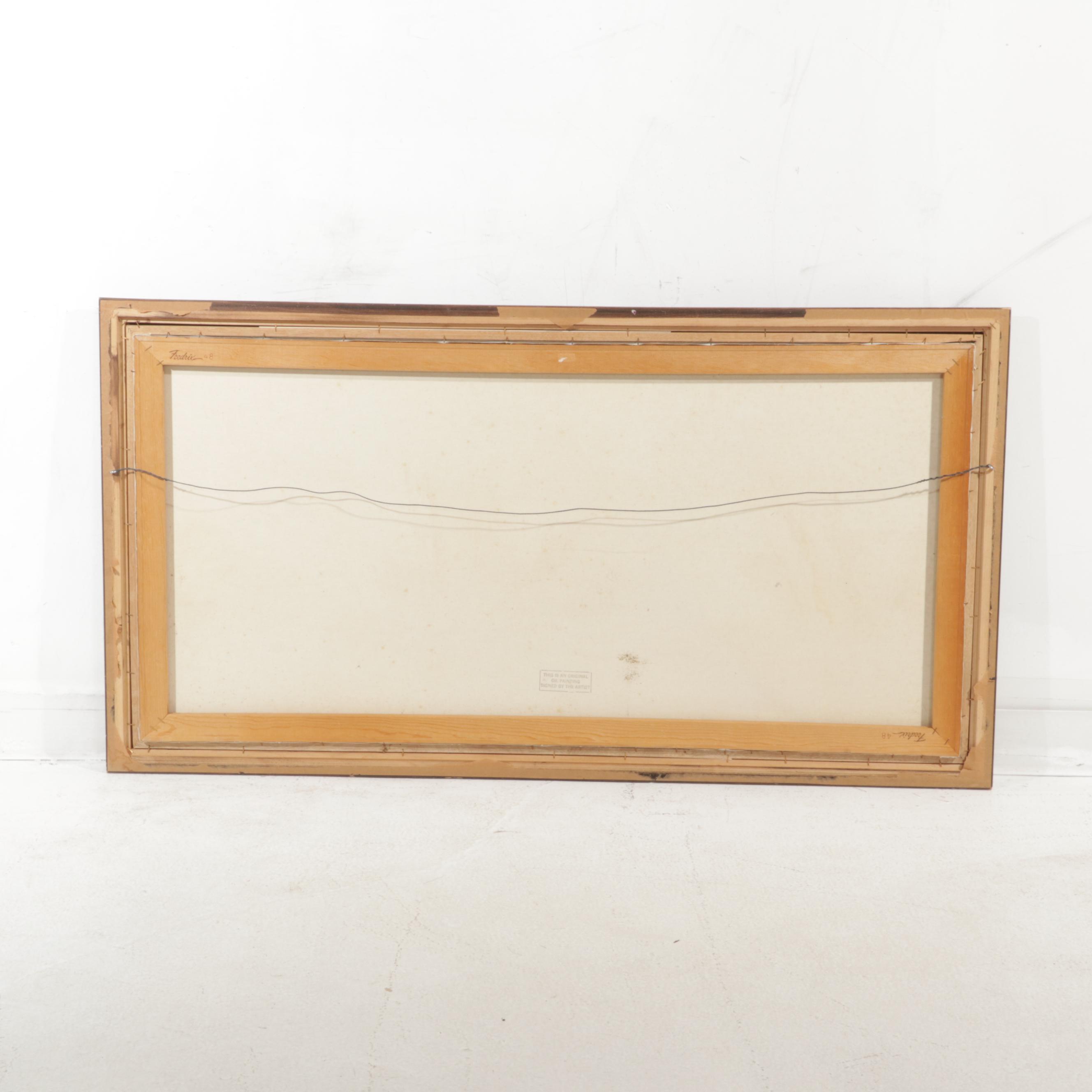 R. Duncan Oil Painting of Ducks Taking Flight From Marsh, Late 20th Century