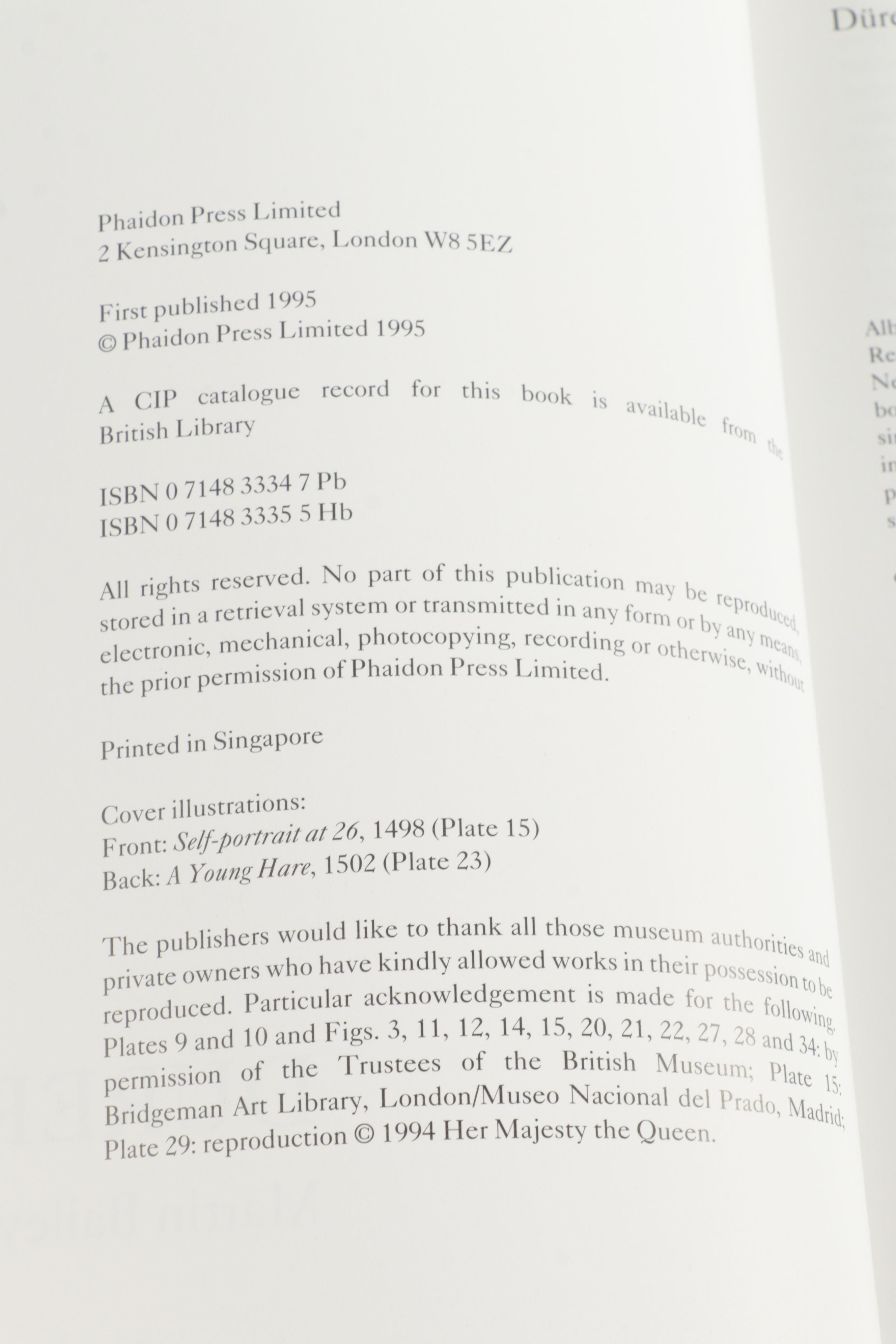 "Complete Paintings of Dürer" and Other Albrecht Dürer Books