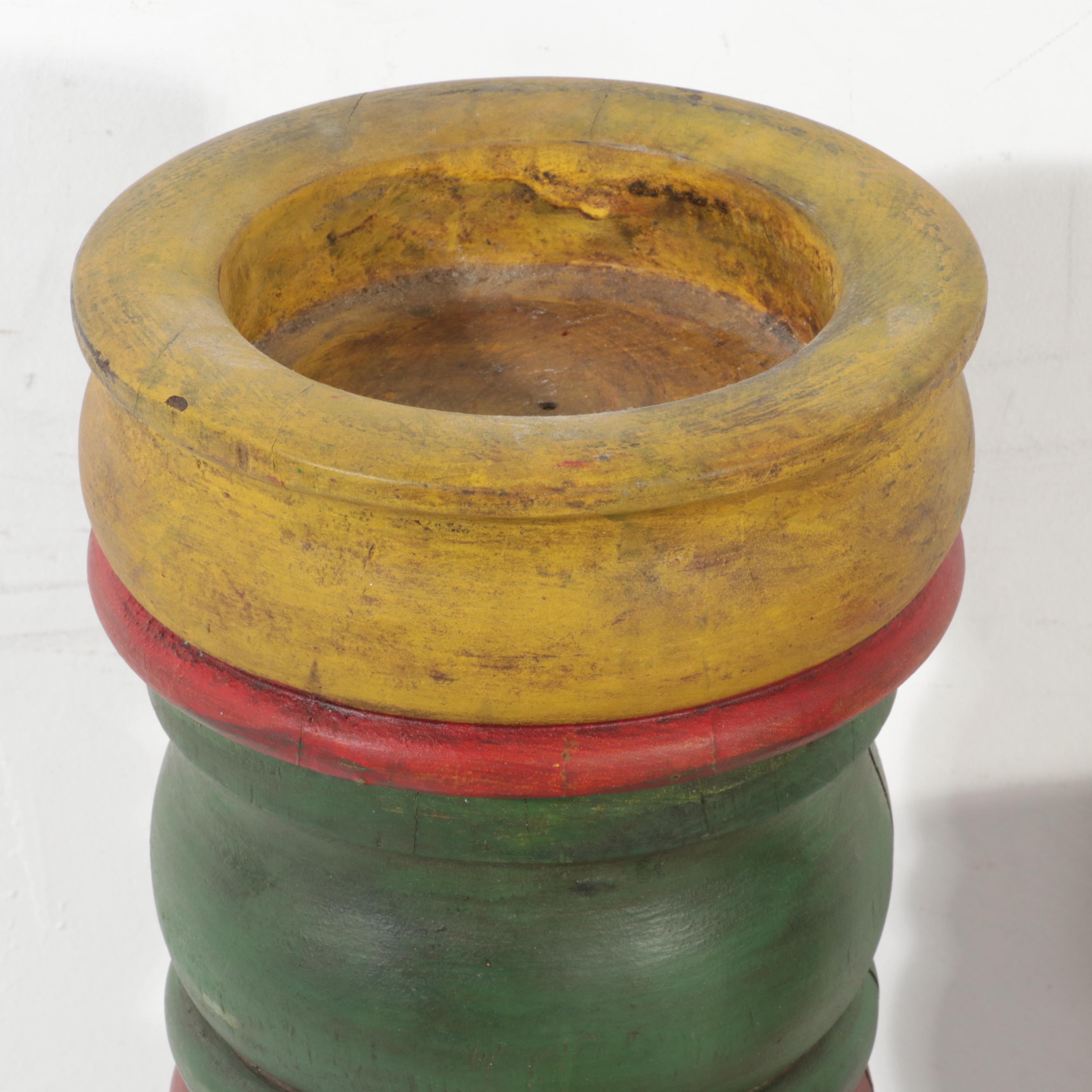 Painted Carved Wood Twisted Stands, 20th Century