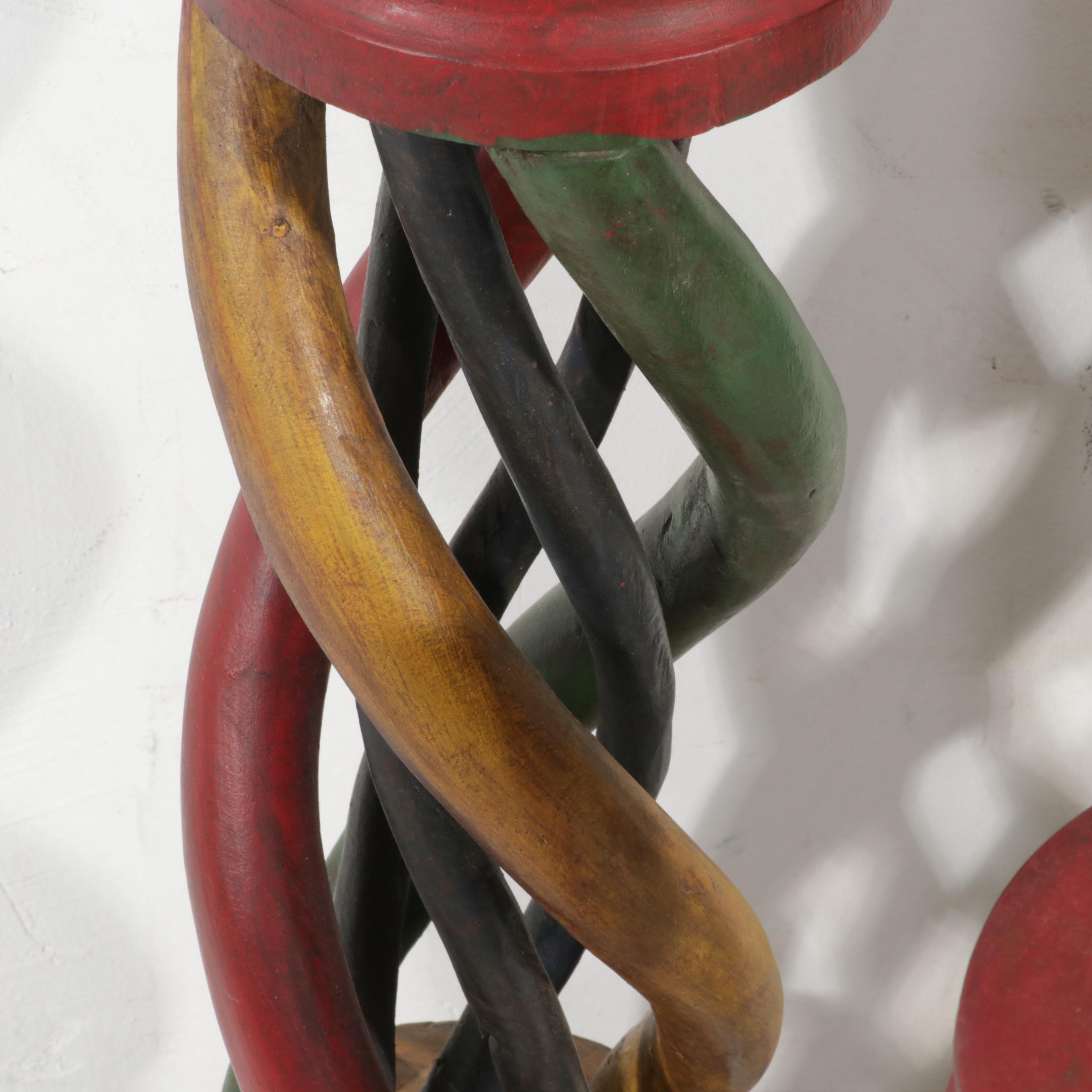 Painted Carved Wood Twisted Stands, 20th Century