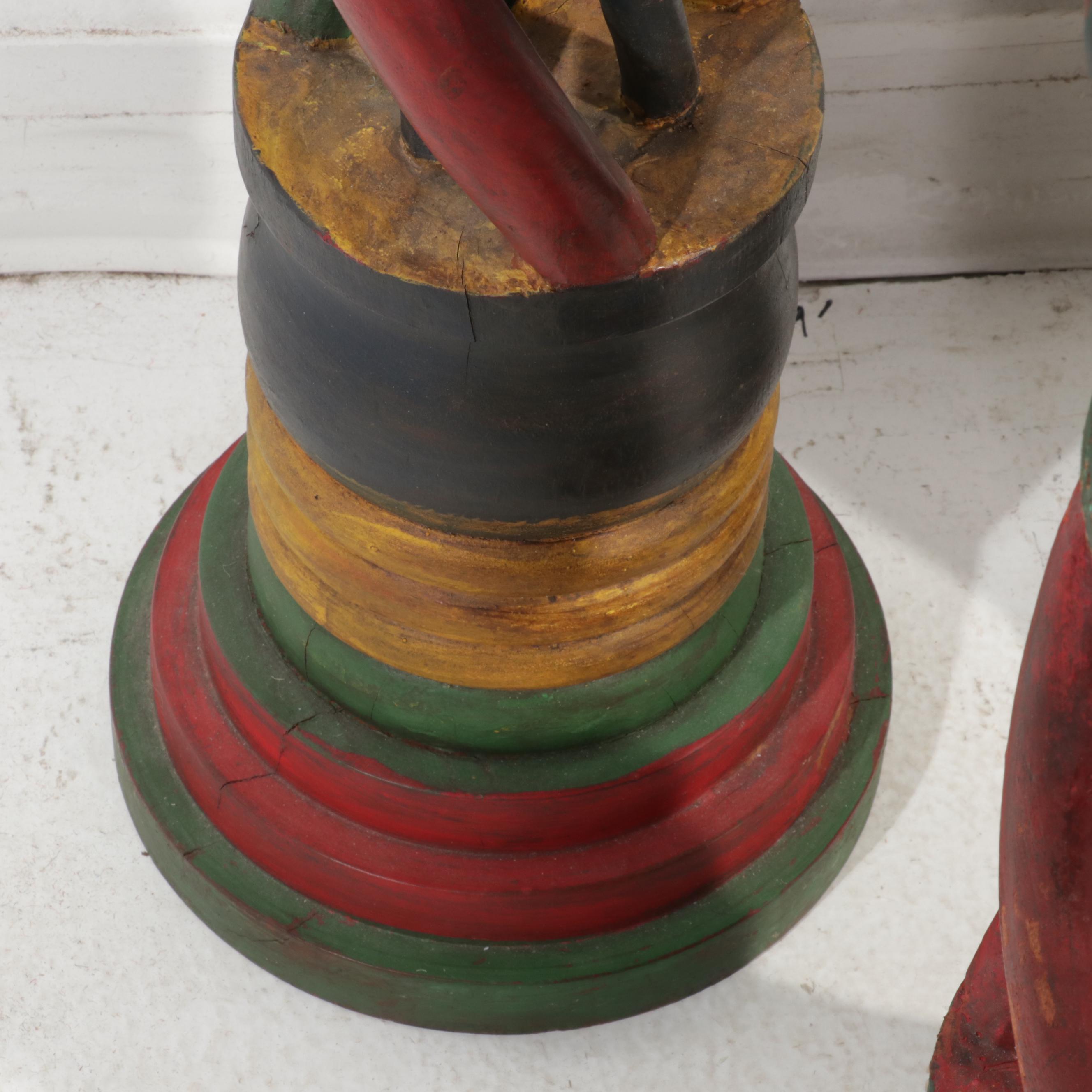 Painted Carved Wood Twisted Stands, 20th Century