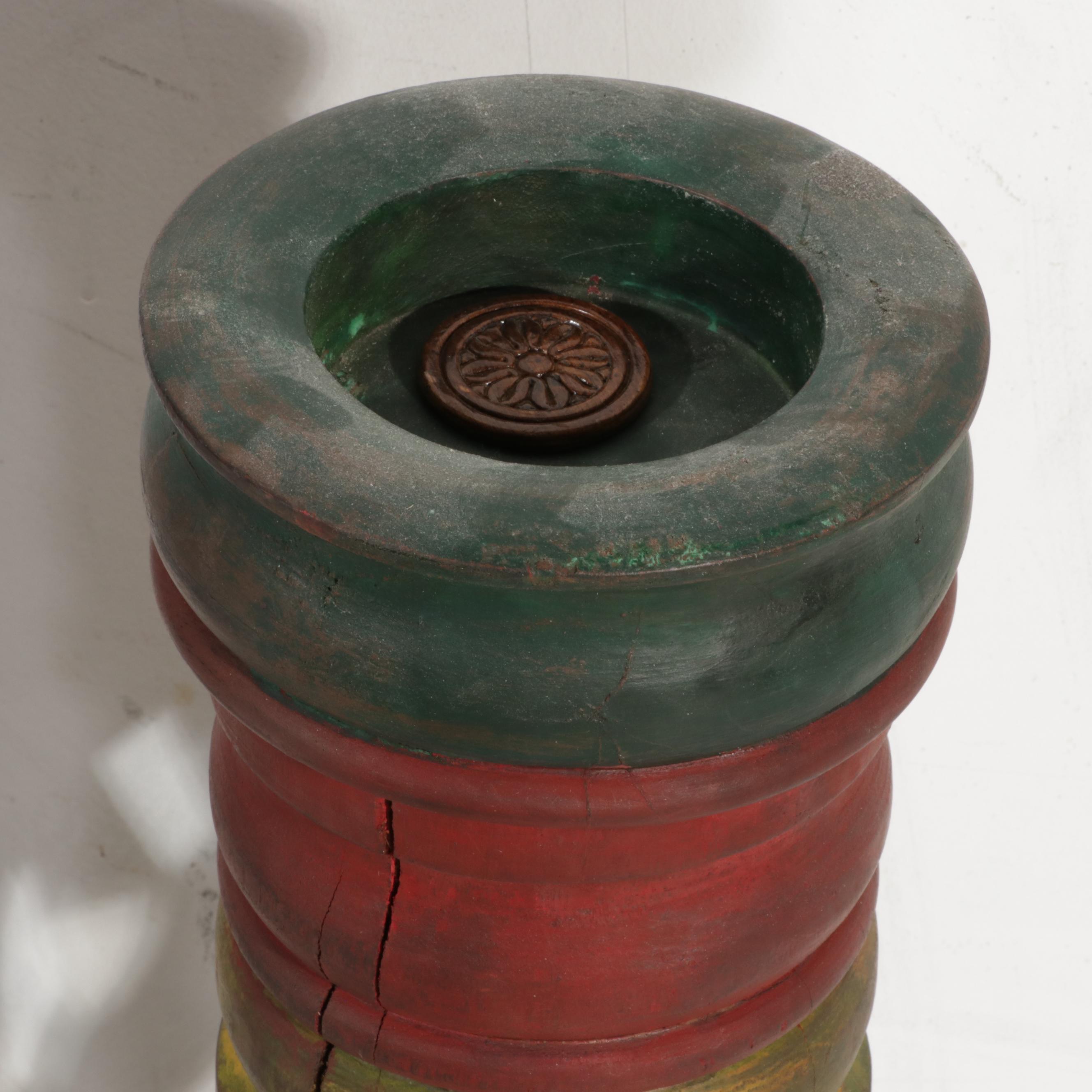 Painted Carved Wood Twisted Stands, 20th Century