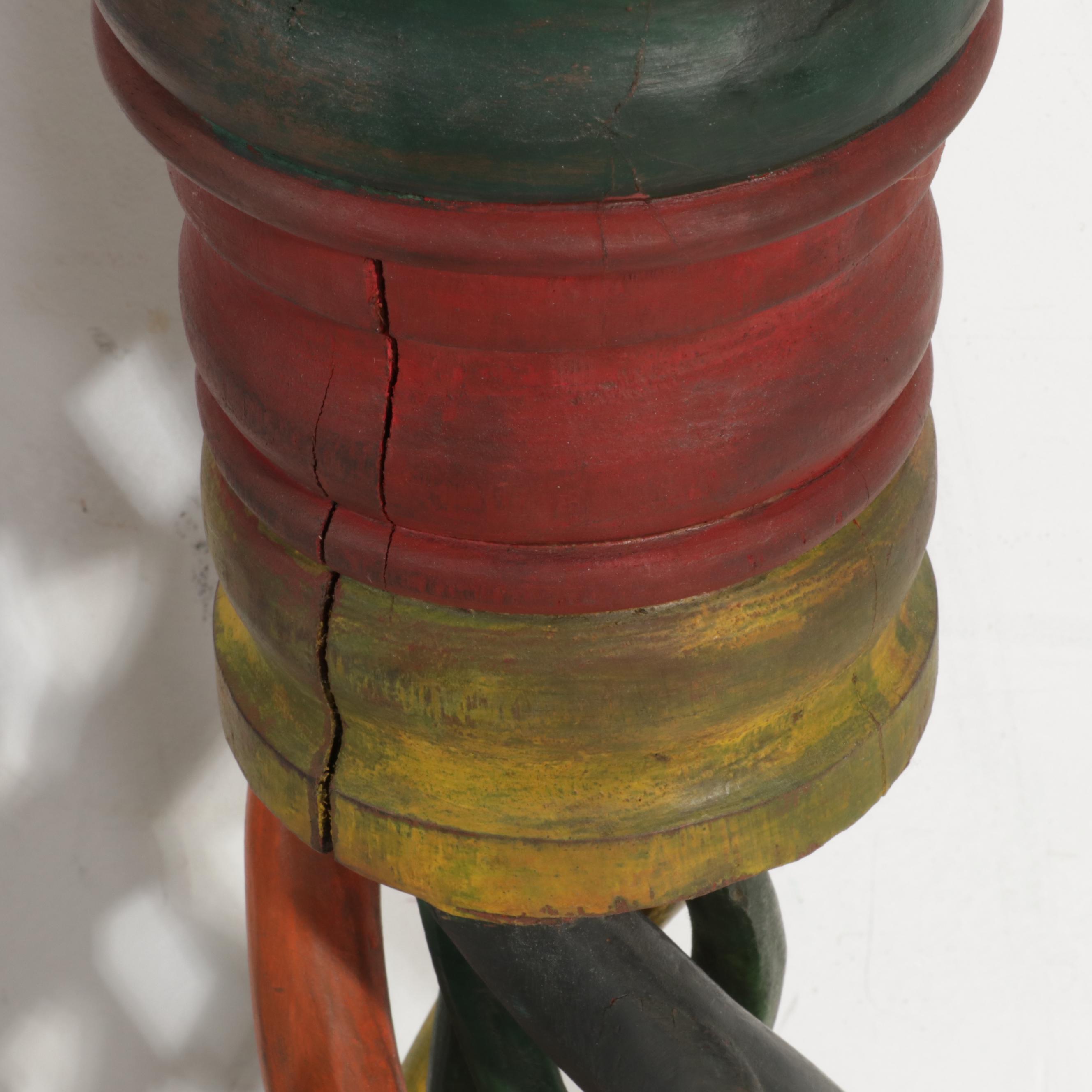 Painted Carved Wood Twisted Stands, 20th Century