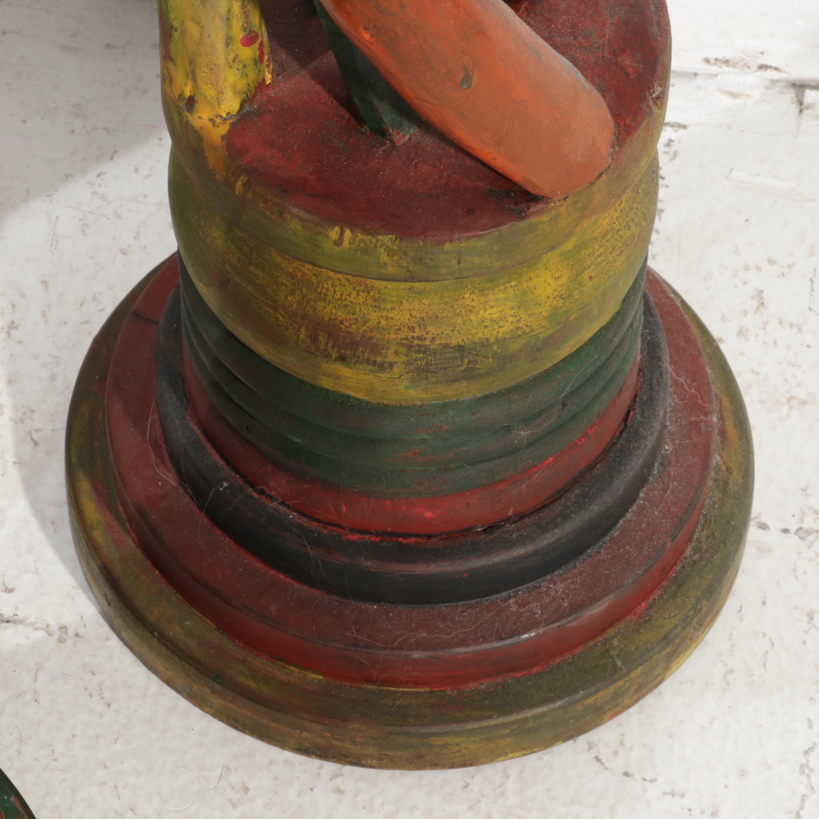 Painted Carved Wood Twisted Stands, 20th Century
