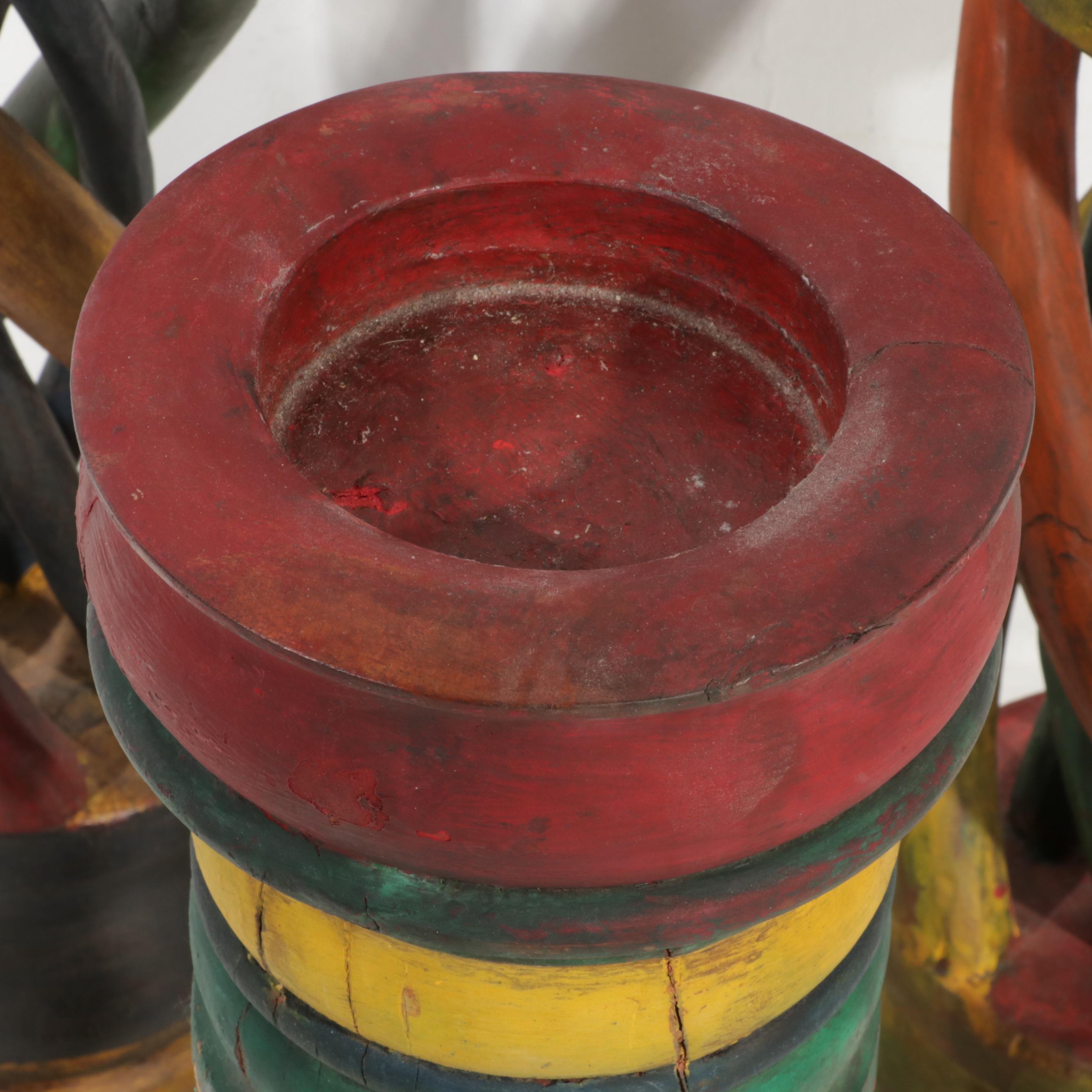 Painted Carved Wood Twisted Stands, 20th Century