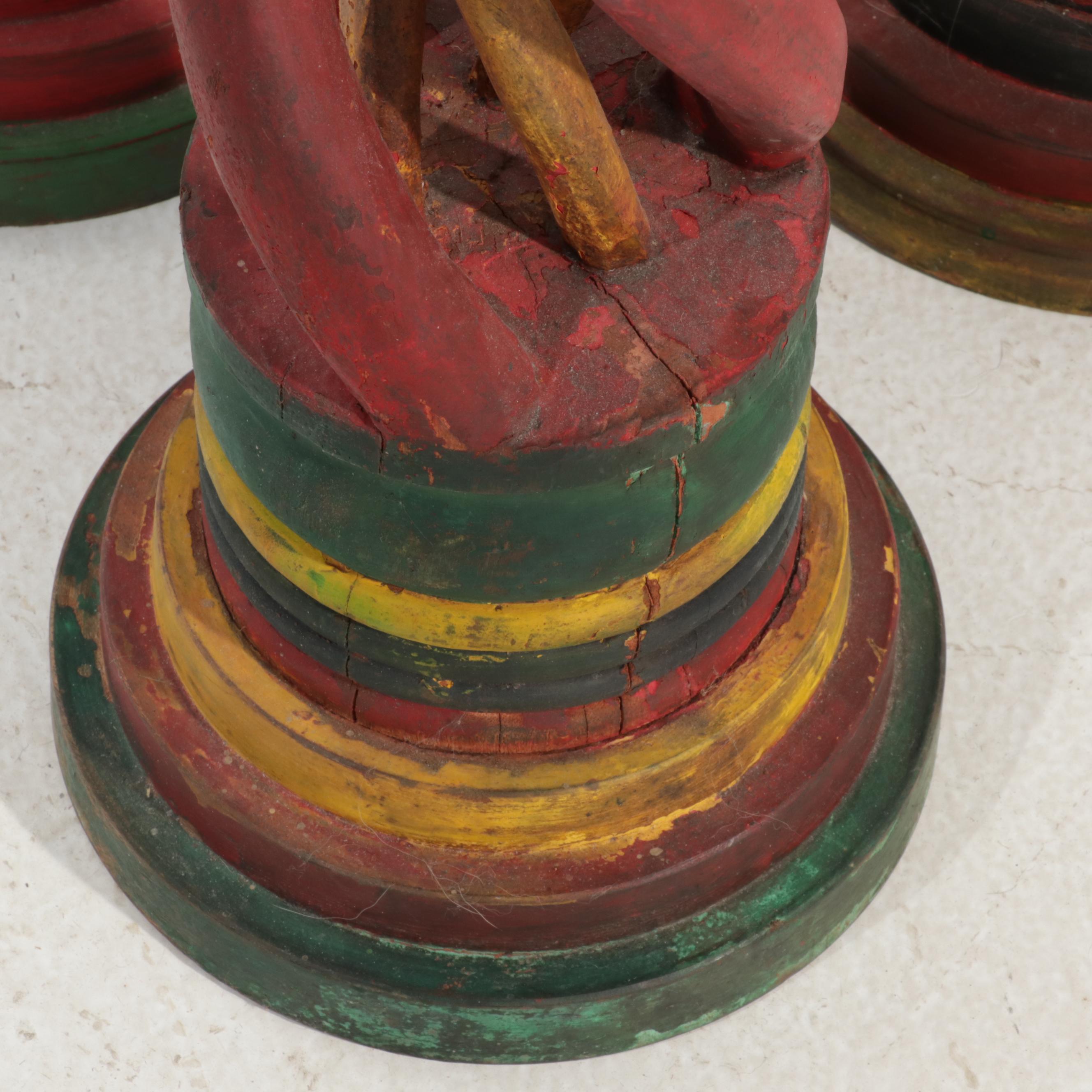 Painted Carved Wood Twisted Stands, 20th Century