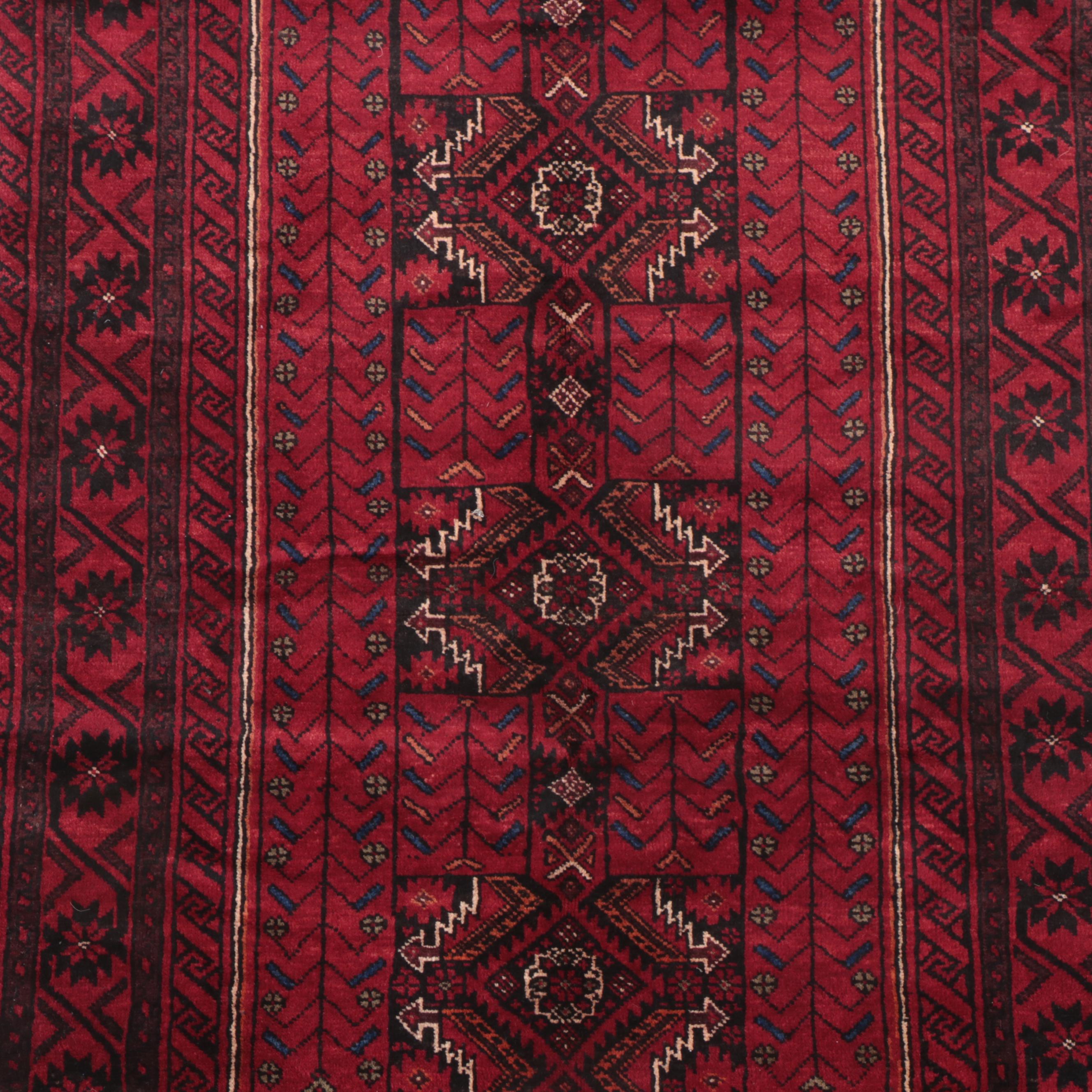 4'1 x 7'7 Hand-Knotted Afghan Baluch Area Rug