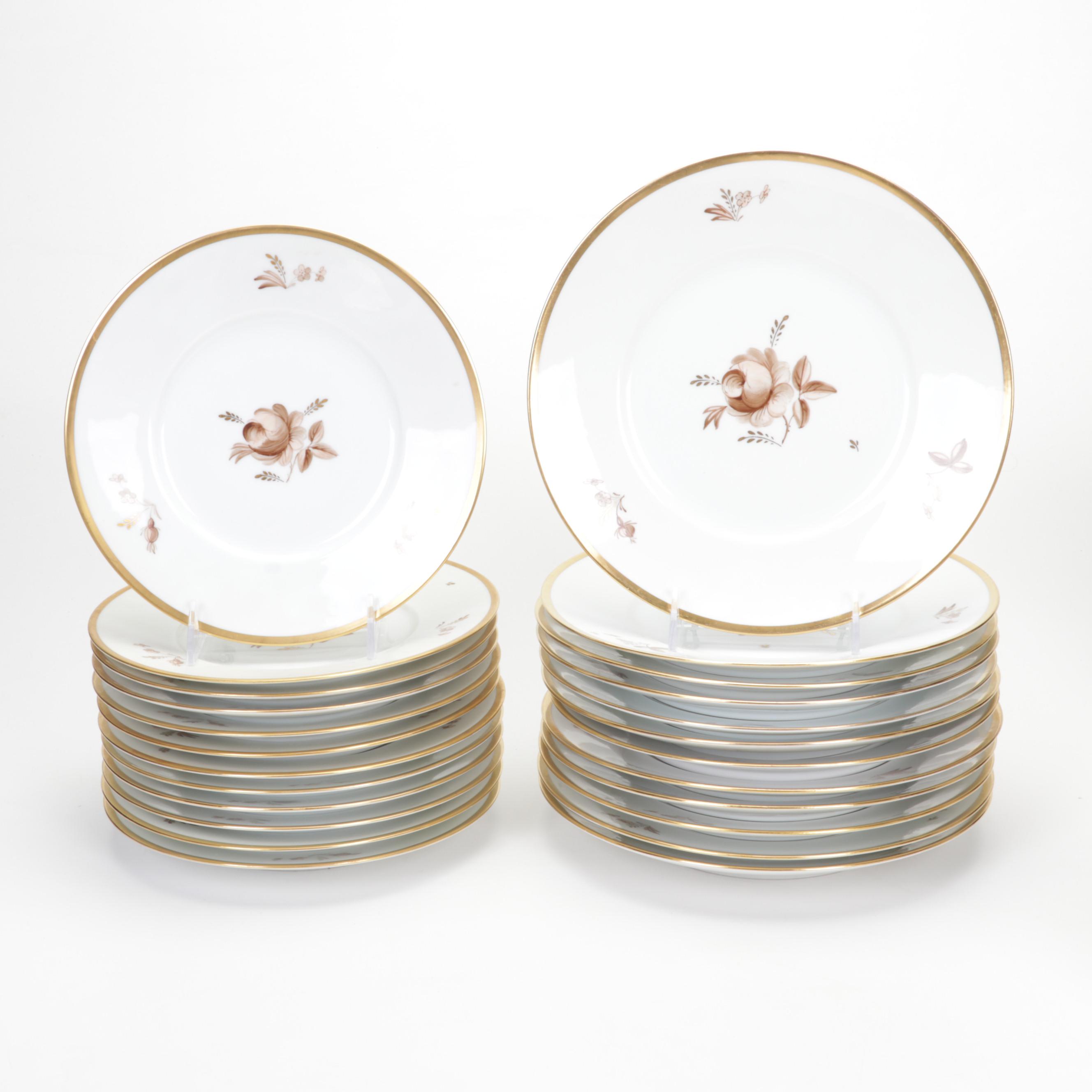 Royal Copenhagen "Brown Rose" Porcelain Dinnerware and Serving Pieces