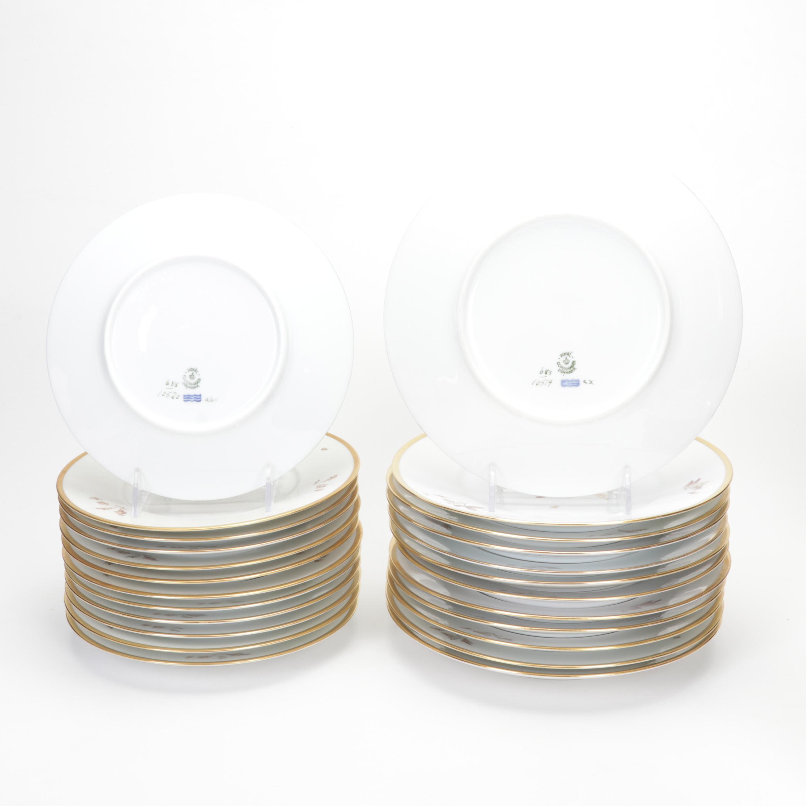 Royal Copenhagen "Brown Rose" Porcelain Dinnerware and Serving Pieces